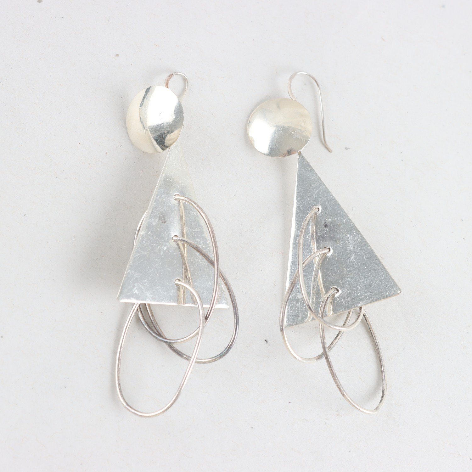 Örhängen, silver 925, geometrisk form, vikt: 15,8g