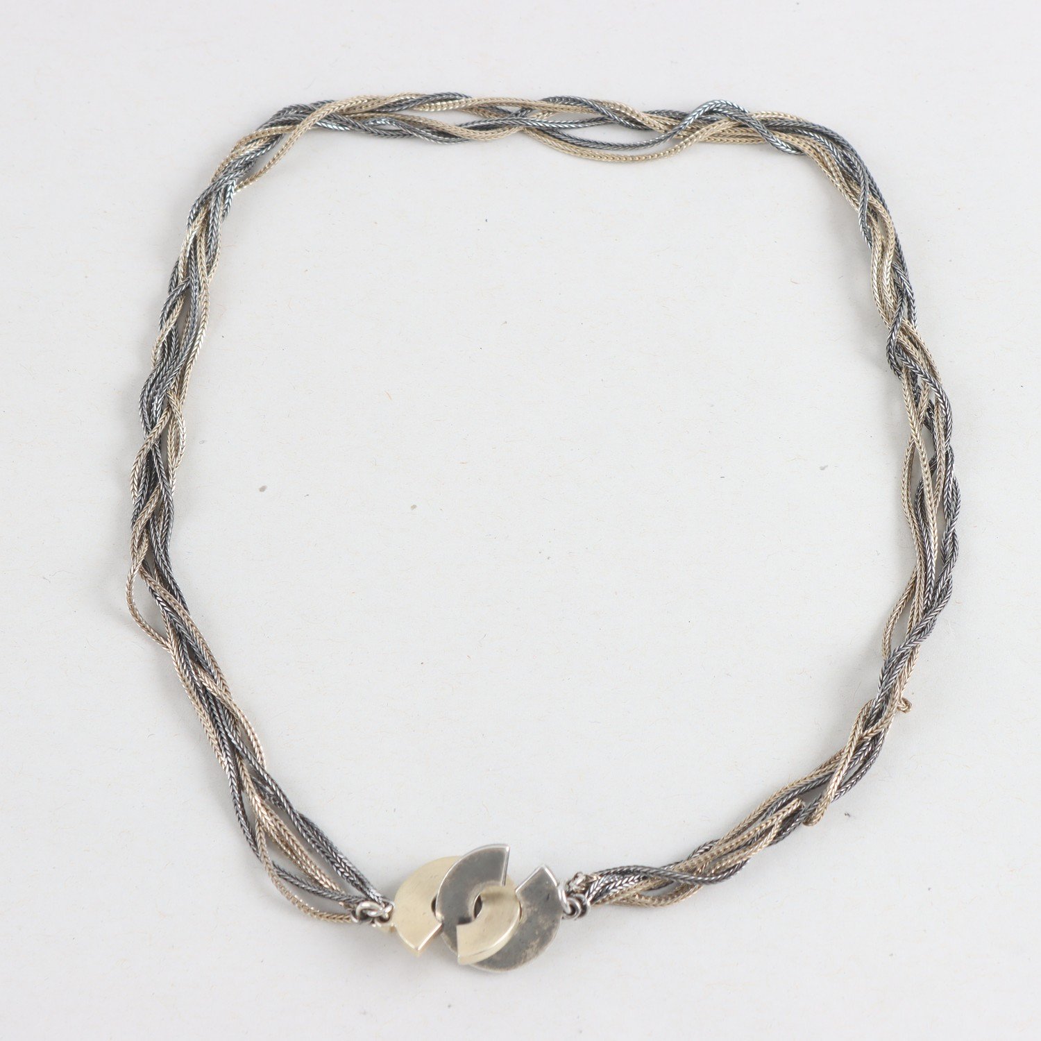 Halsband, silver, oxiderat, förgyllt, kedjor, vikt: 21,2g