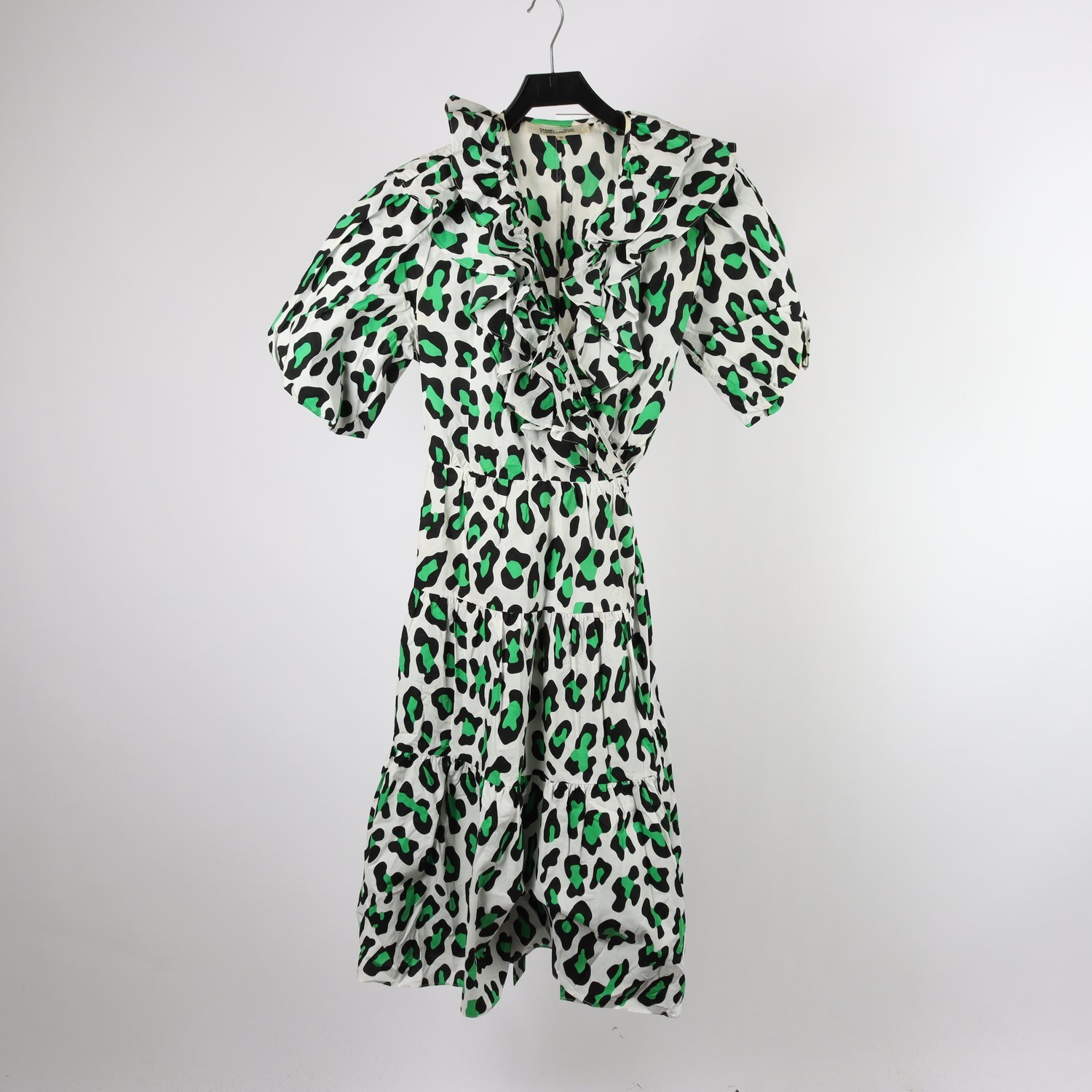 Klänning, Diane Von Furstenberg, grön, vit, svart, mönstrad, stl. M