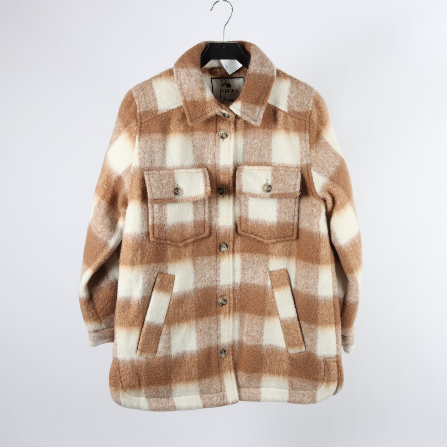 Skjortjacka, Indiska, vit, beige, stl. S.