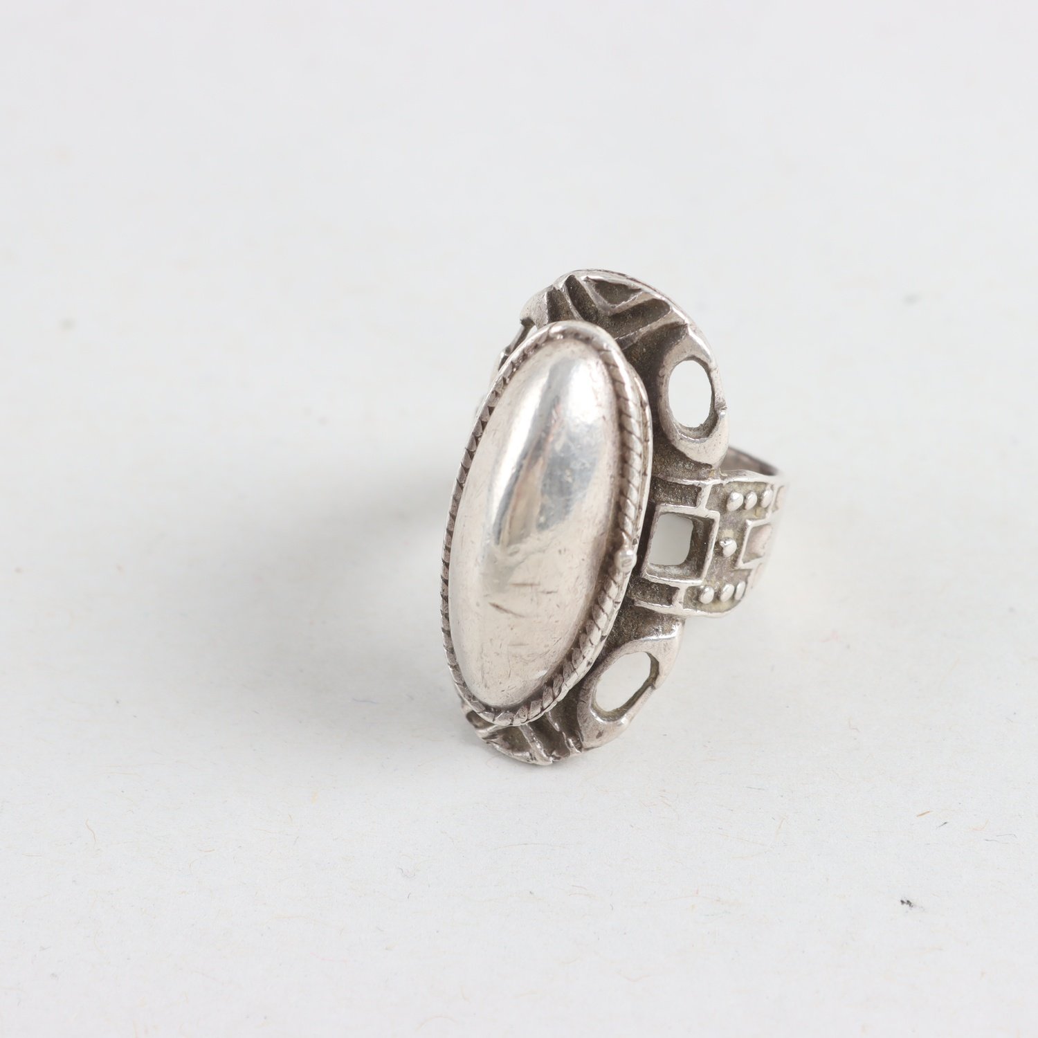 Ring, silver 925, medaljong, vintage, vikt: 15,5g