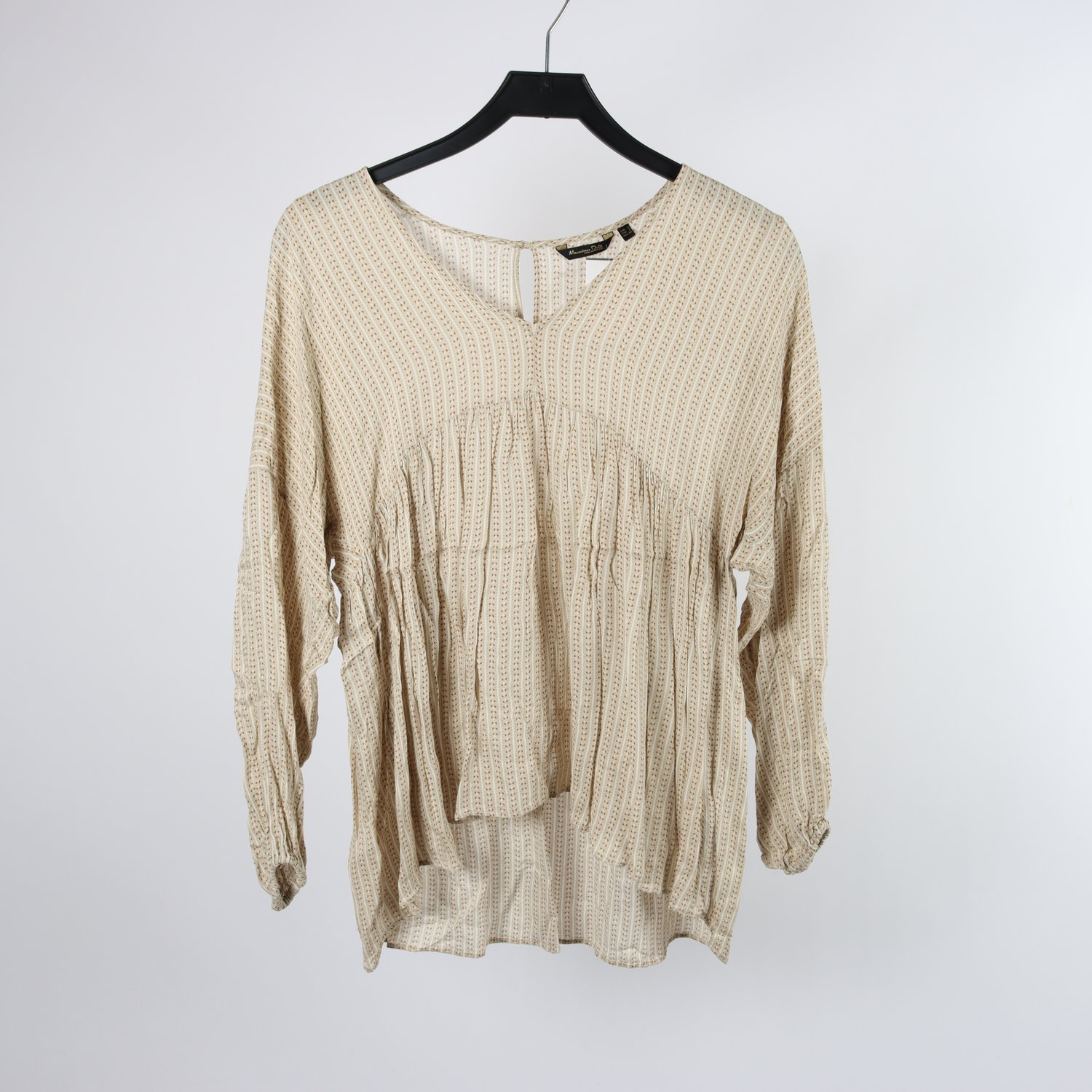 Blus, Massimo Dutti, beige, mönstrad, stl. S