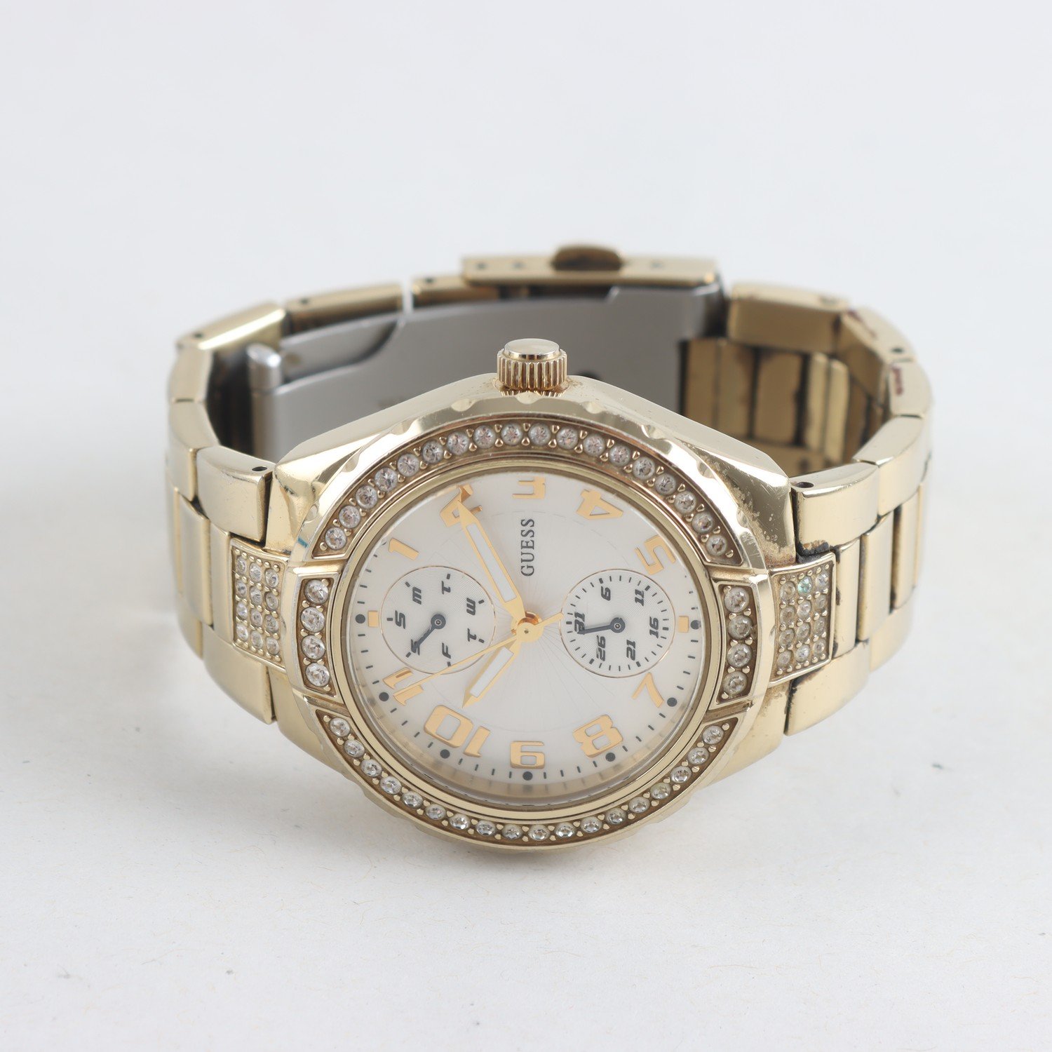 Armbandsur, guldfärgat stål, Guess, quartz, datum