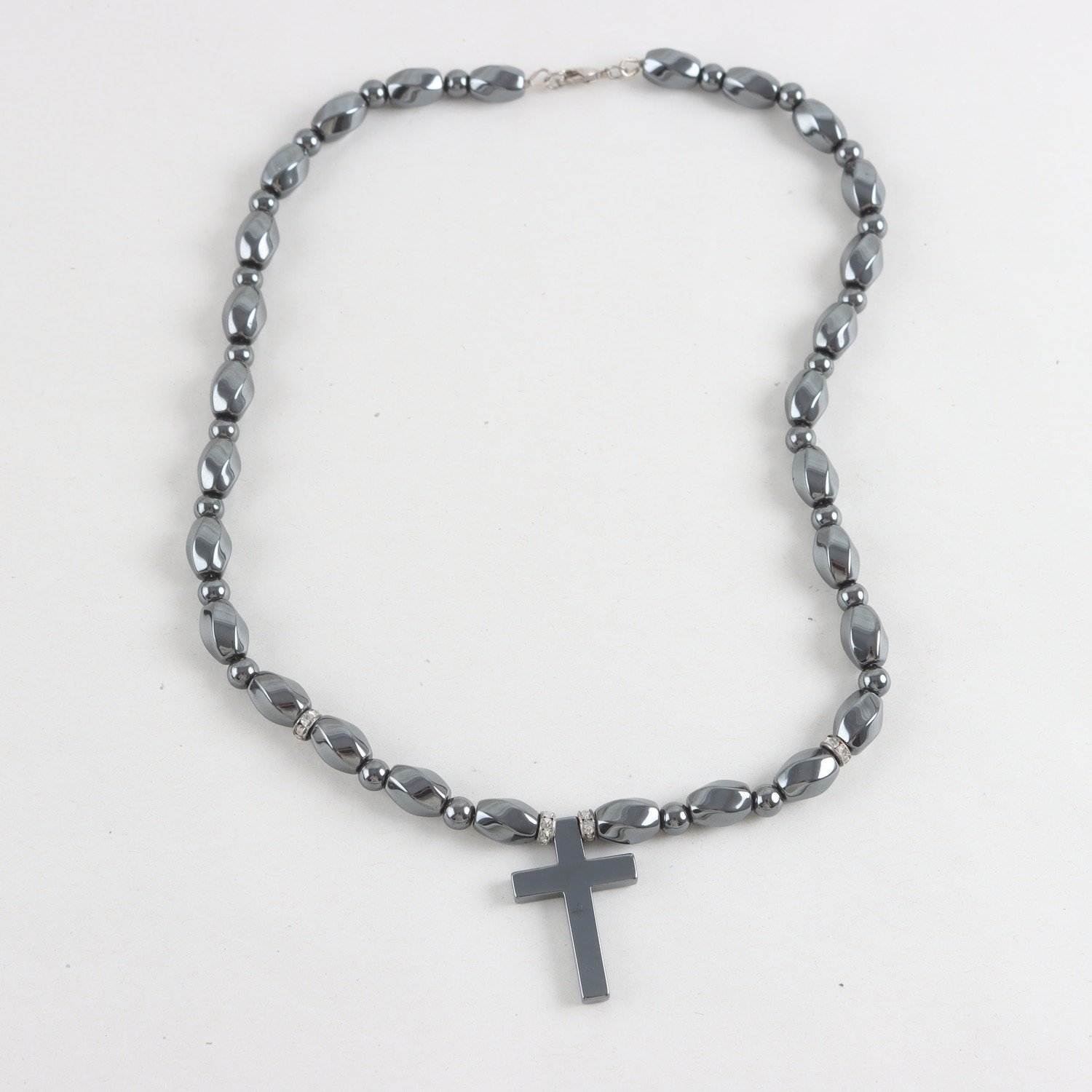 Halsband, hematit, blodsten, kors