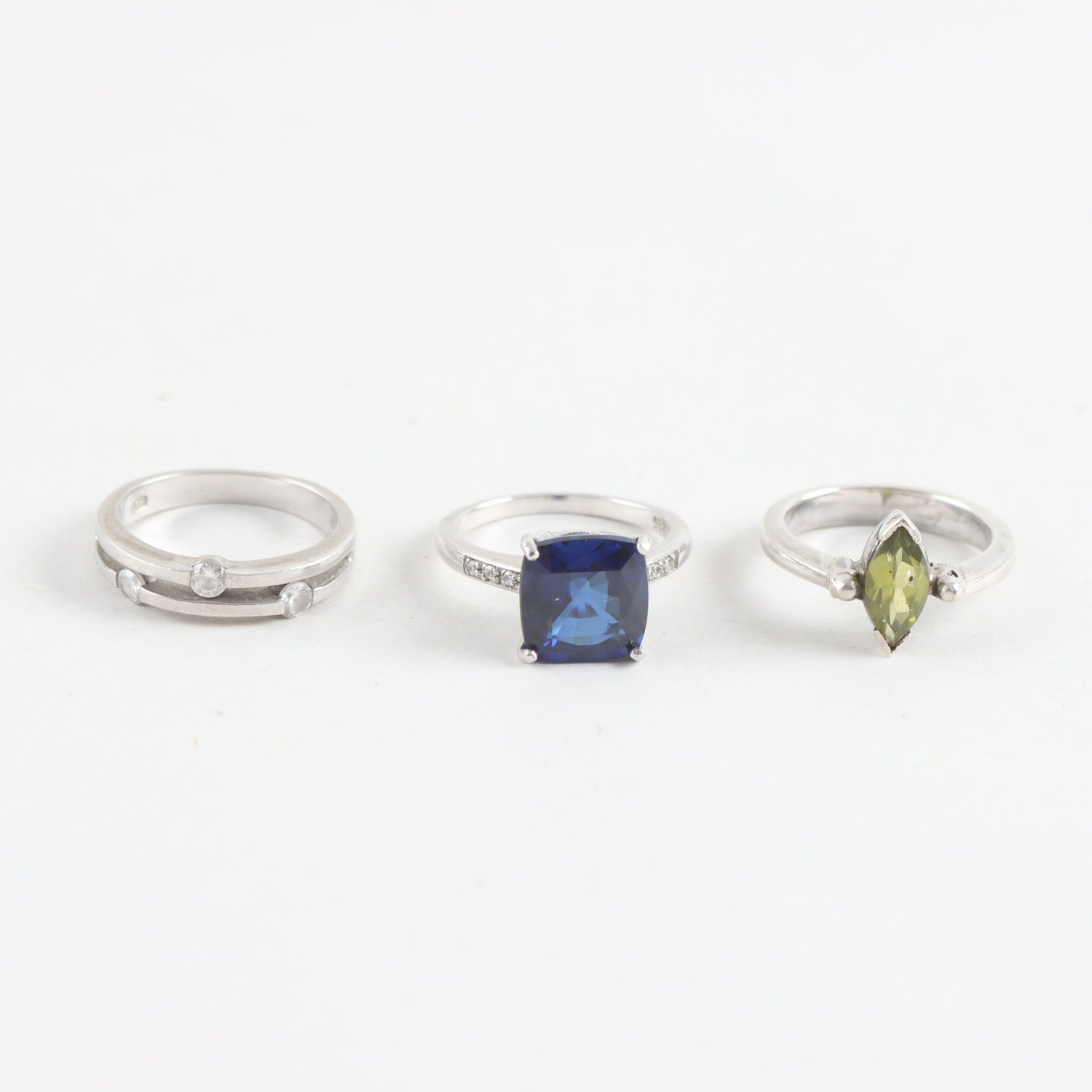 Ringar, silver 925, färgade stenar, brv: 10,7g