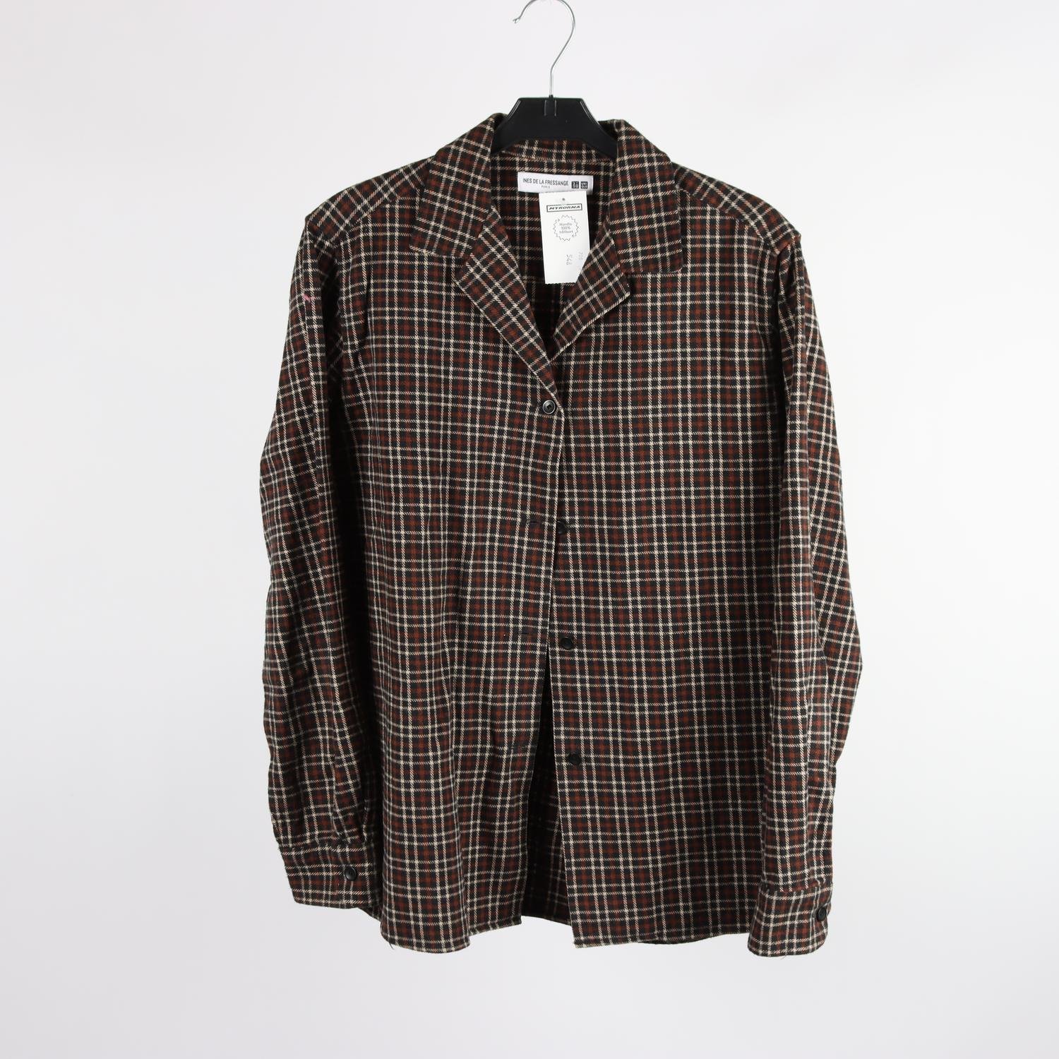 Blus, Ines de la Fressange, brun, rutig, stl. L.
