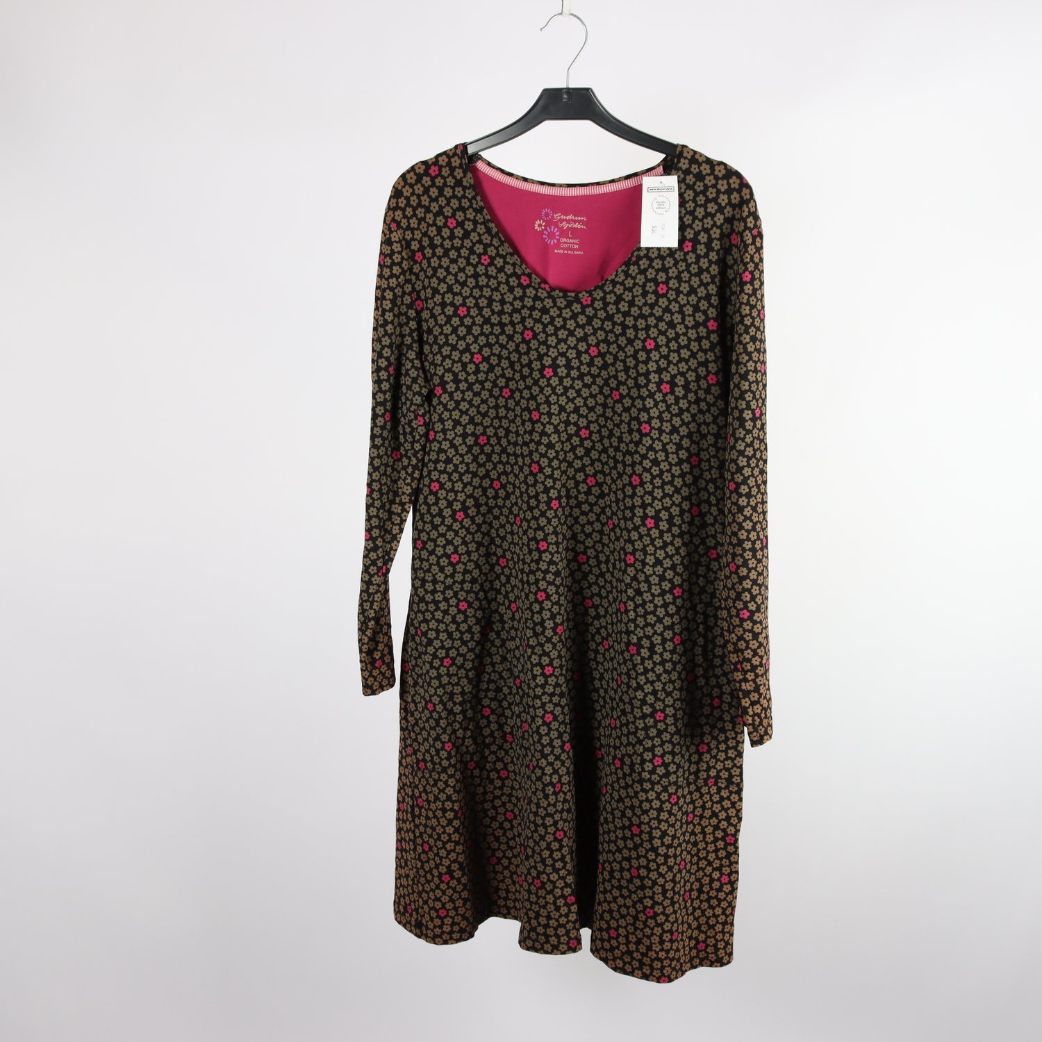 Klänning, Gudrun Sjödén, blommig, beige, rosa, stl. L.