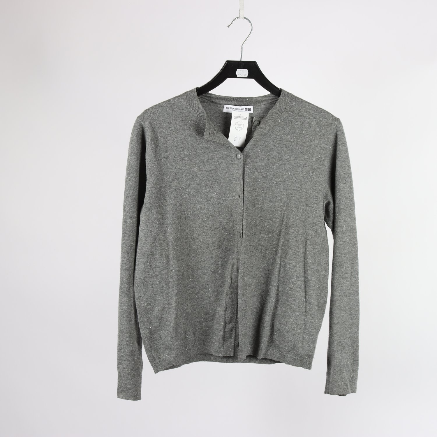 Kofta, Ines de la Fressange x Uniqlo, grå, glittrig, stl. M.