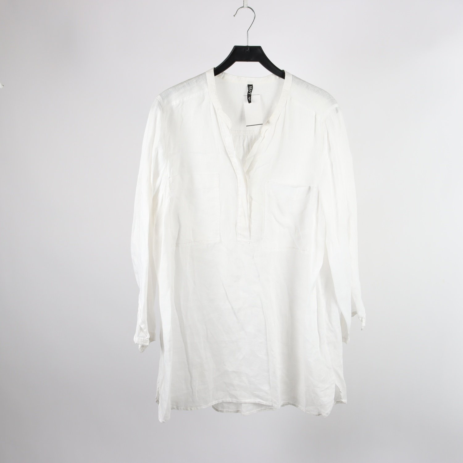 Blus, Xlnt, vit, lin, stl. XL.
