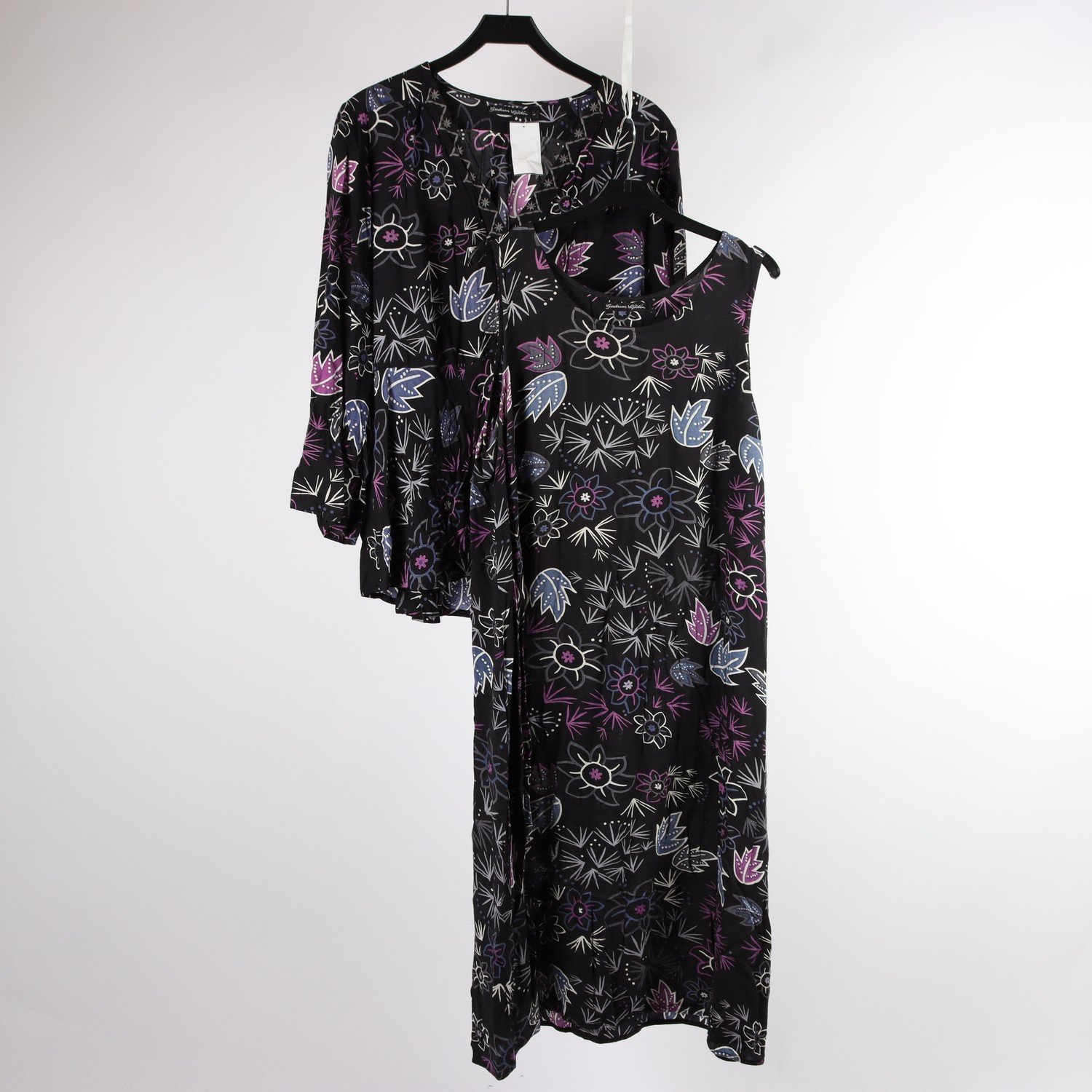 2-delat set, blus/klänning, Gudrun Sjödèn, svart, mönstrad, stl. L