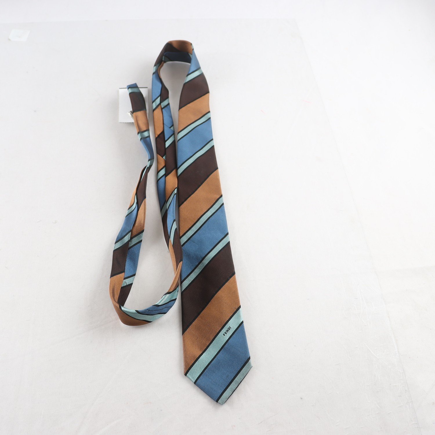 Slips, Fendi, blå, brun, silke