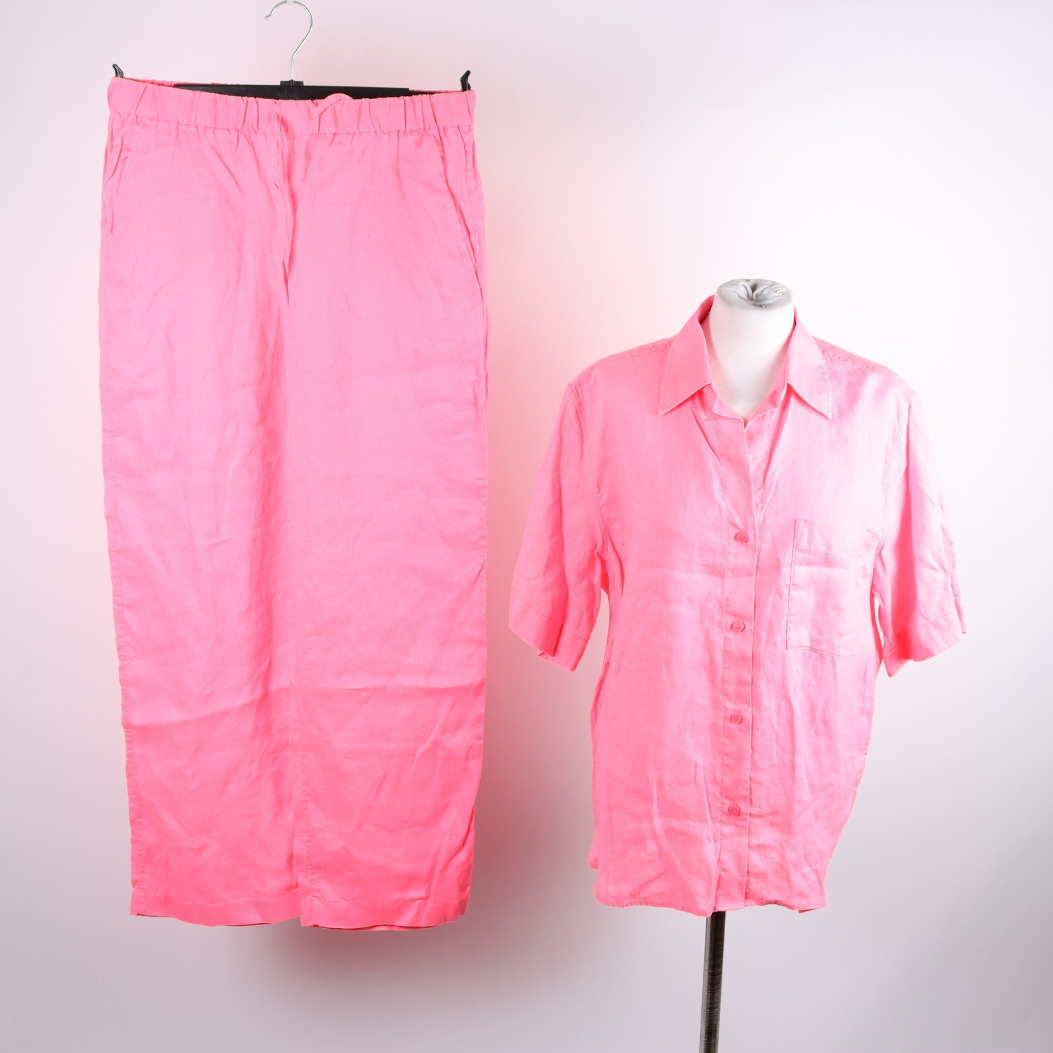Byxor+blus, Arket, rosa, lin, stl. S.