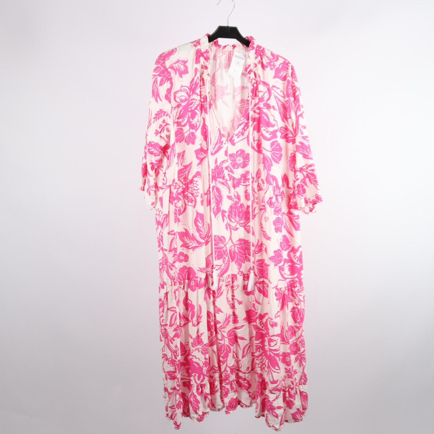 Klänning, Okänd, vit, rosa, stl. ca. XL/XXL.
