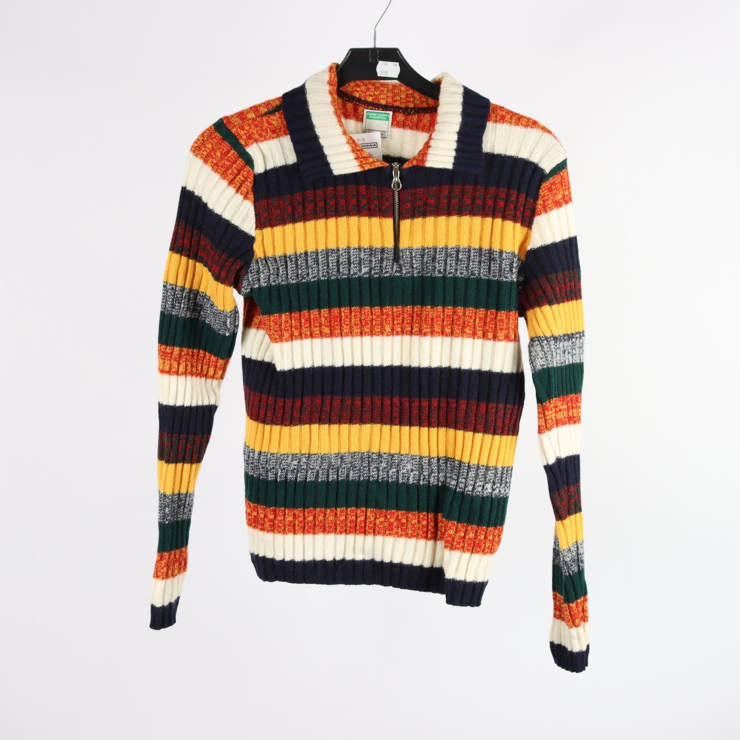 Tröja, Benetton, gul, blå, ull, stl. M.