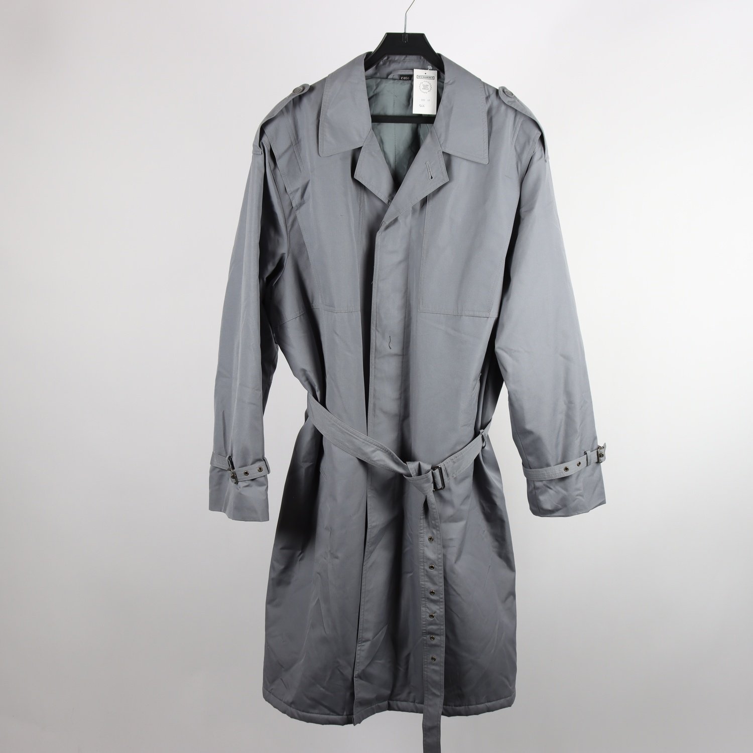Vadderad trenchcoat, vintage, blågrå, stl. 56