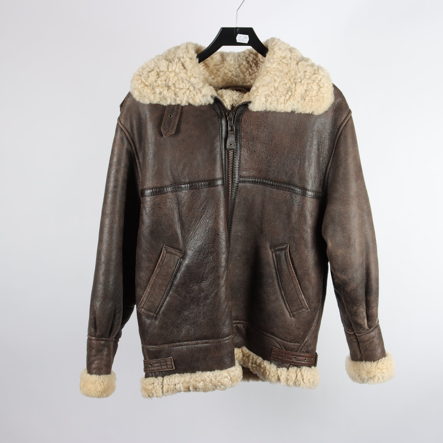 Skinnjacka, Air Force Jacket, 100% läder & päls, stl. M