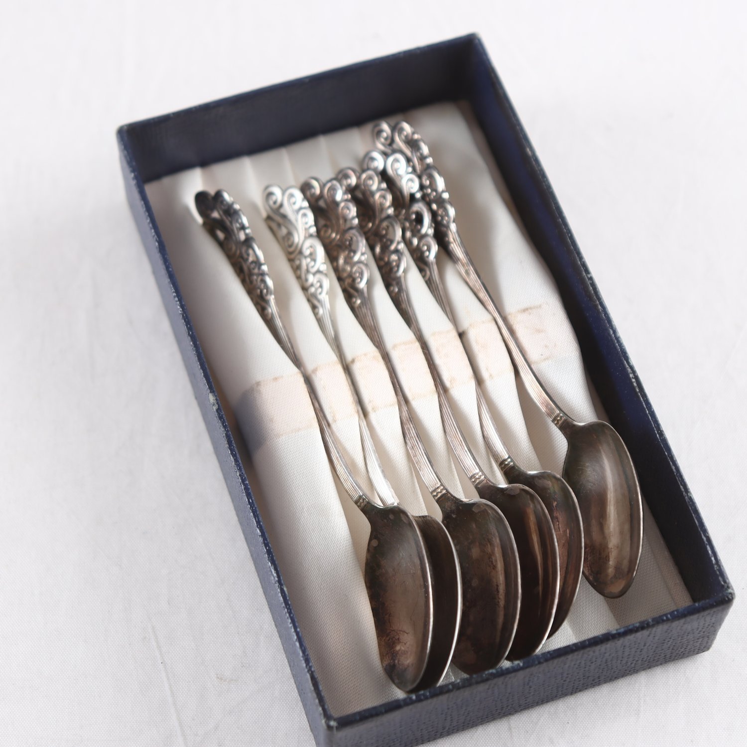 Teskedar, Silver, stämplade S, kattfot, GAB, 6 st