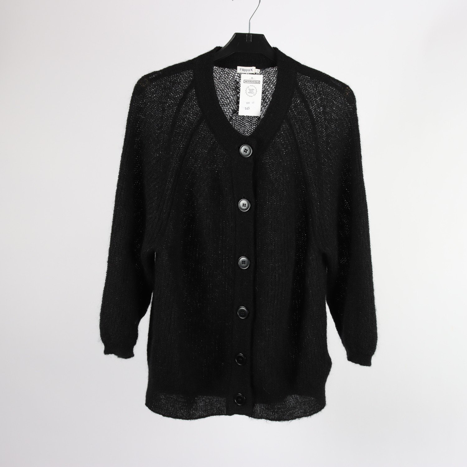 Stickad kofta, Filippa K, svart, 50% mohair, 20% ull, stl. M