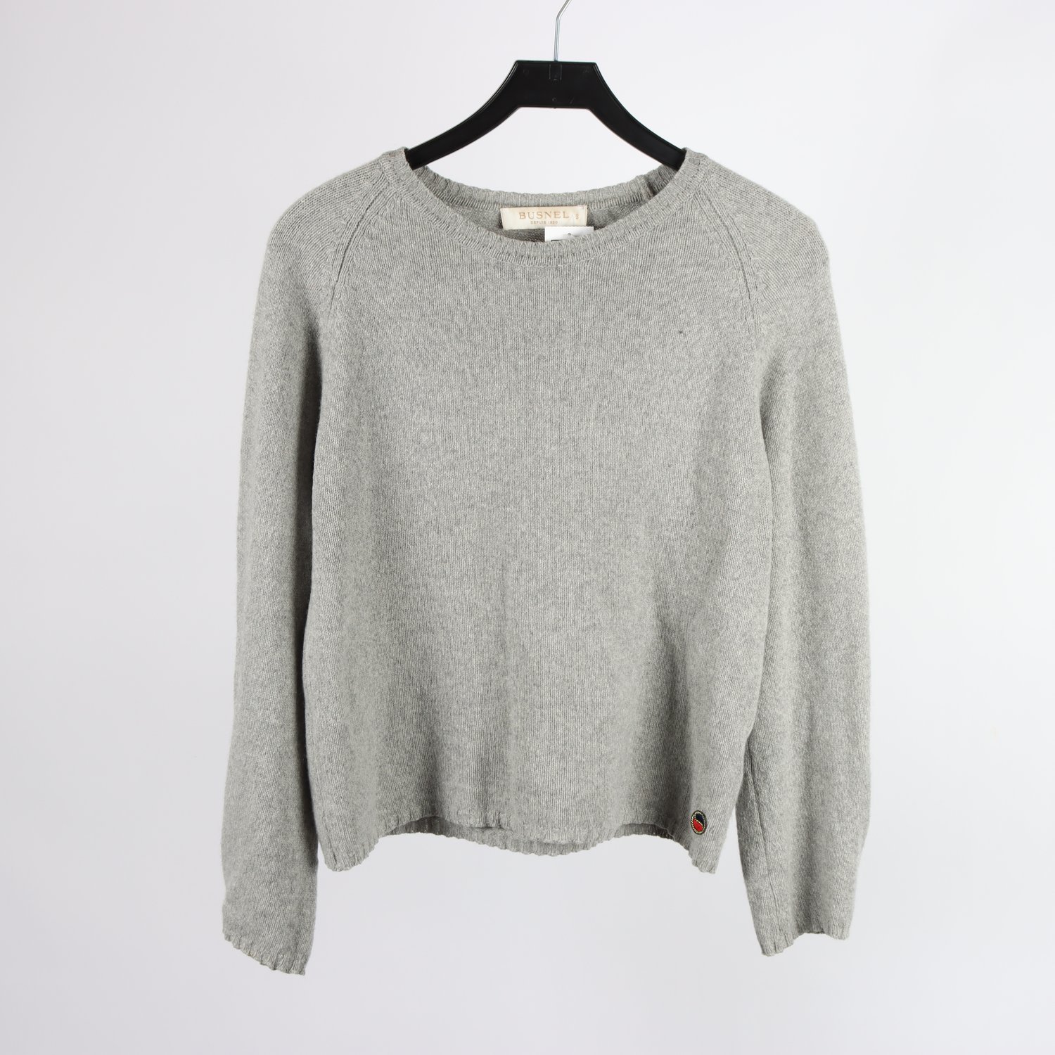Stickad tröja, Busnel, grå, 97% recycled cashmere 3% ull, stl. 40