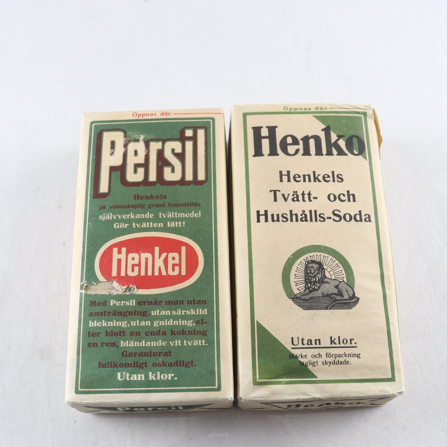 Obrutna pappersförp. Henko, Persil, 2 st. vintage