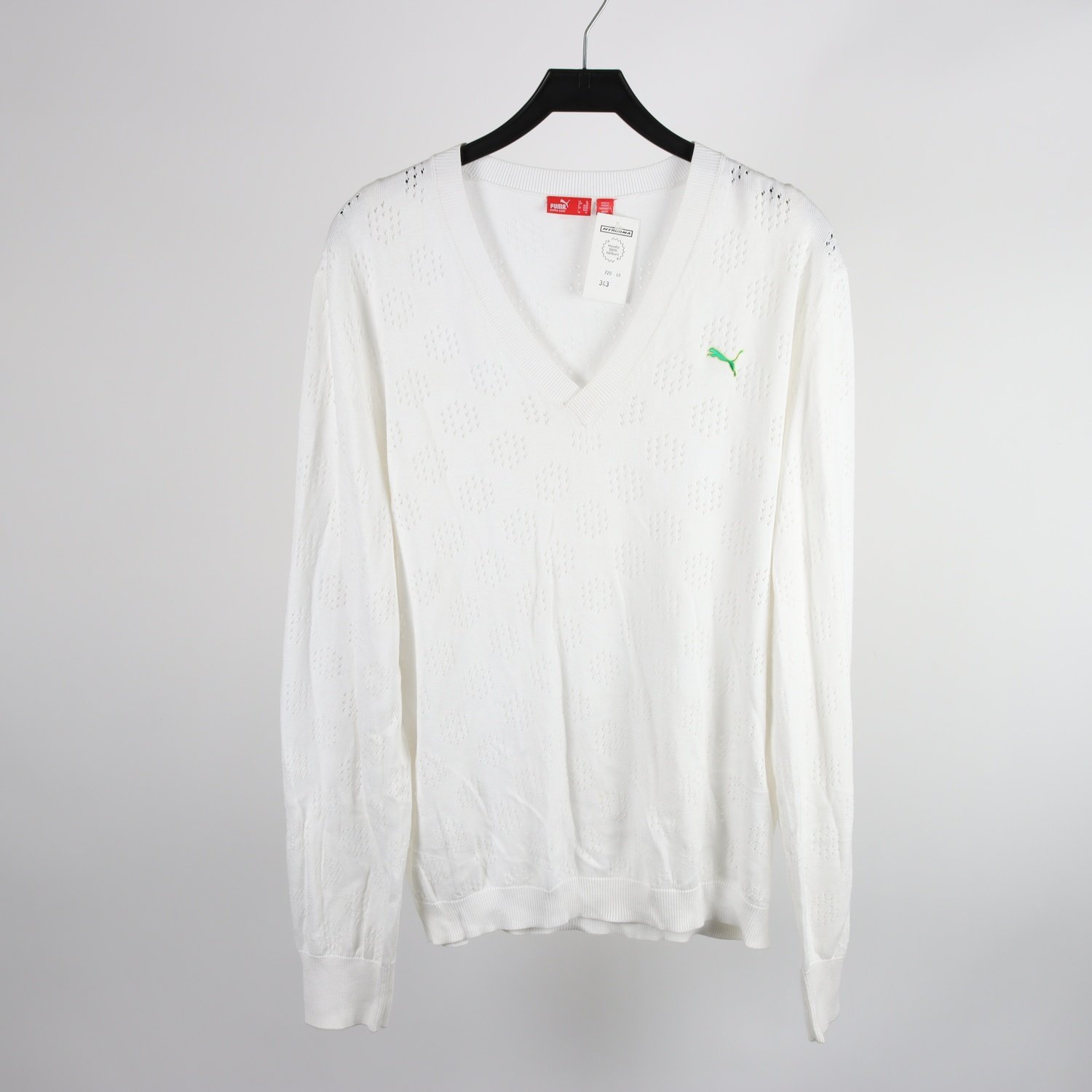 Stickad tröja, Puma, vit, stl. XL