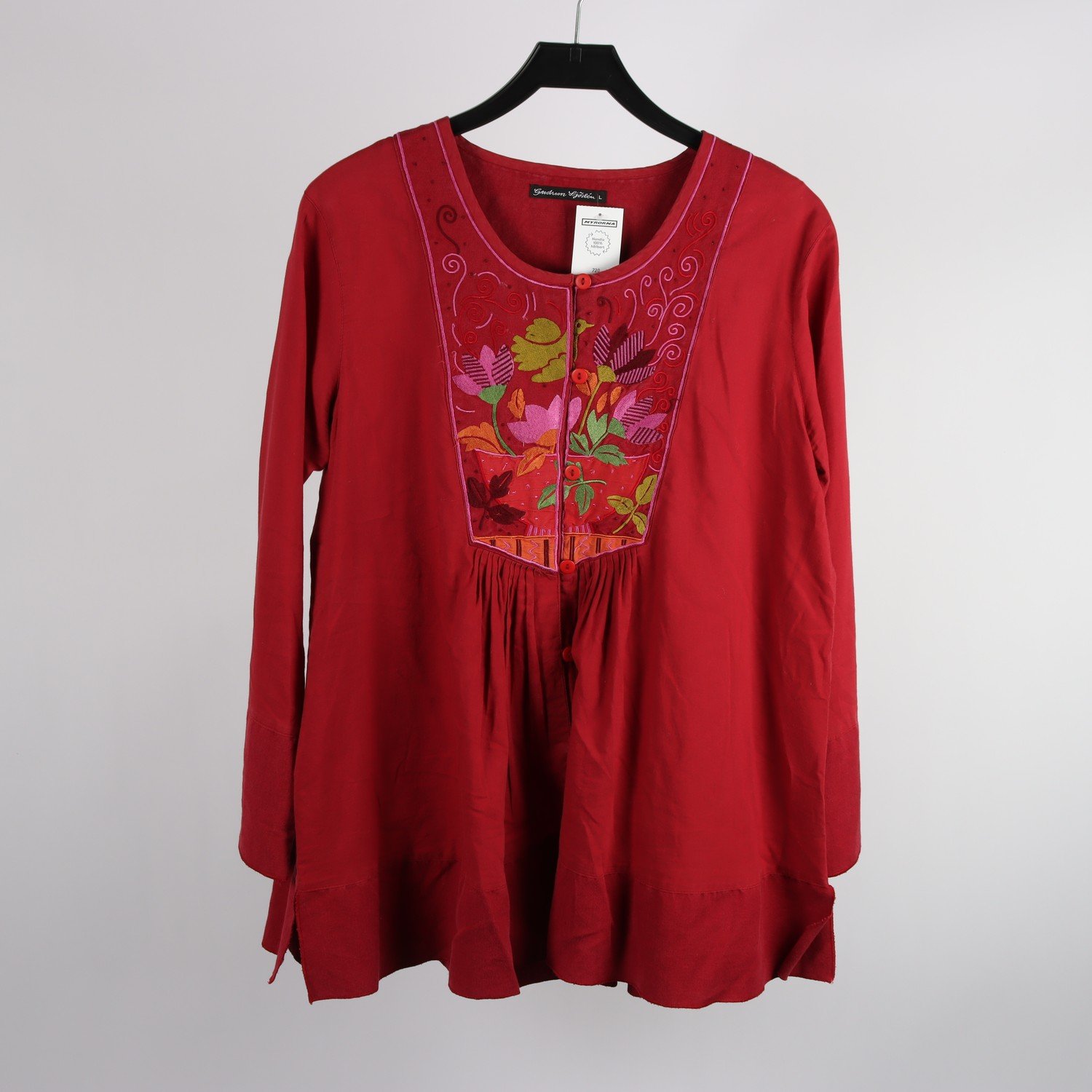Blus, Gudrun Sjödén, röd, broderi, stl. L
