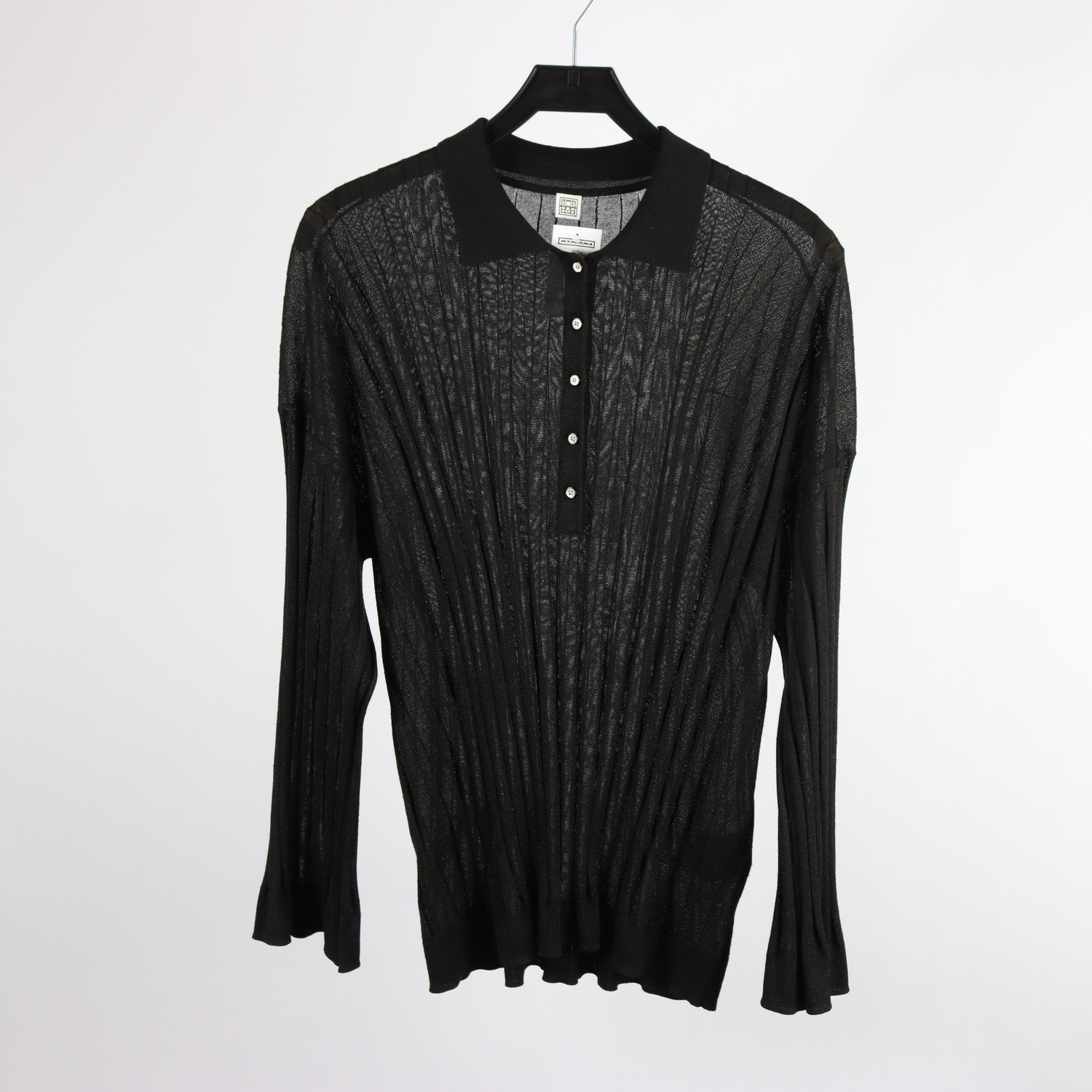 Stickad polo shirt, Toteme, svart, stl. S