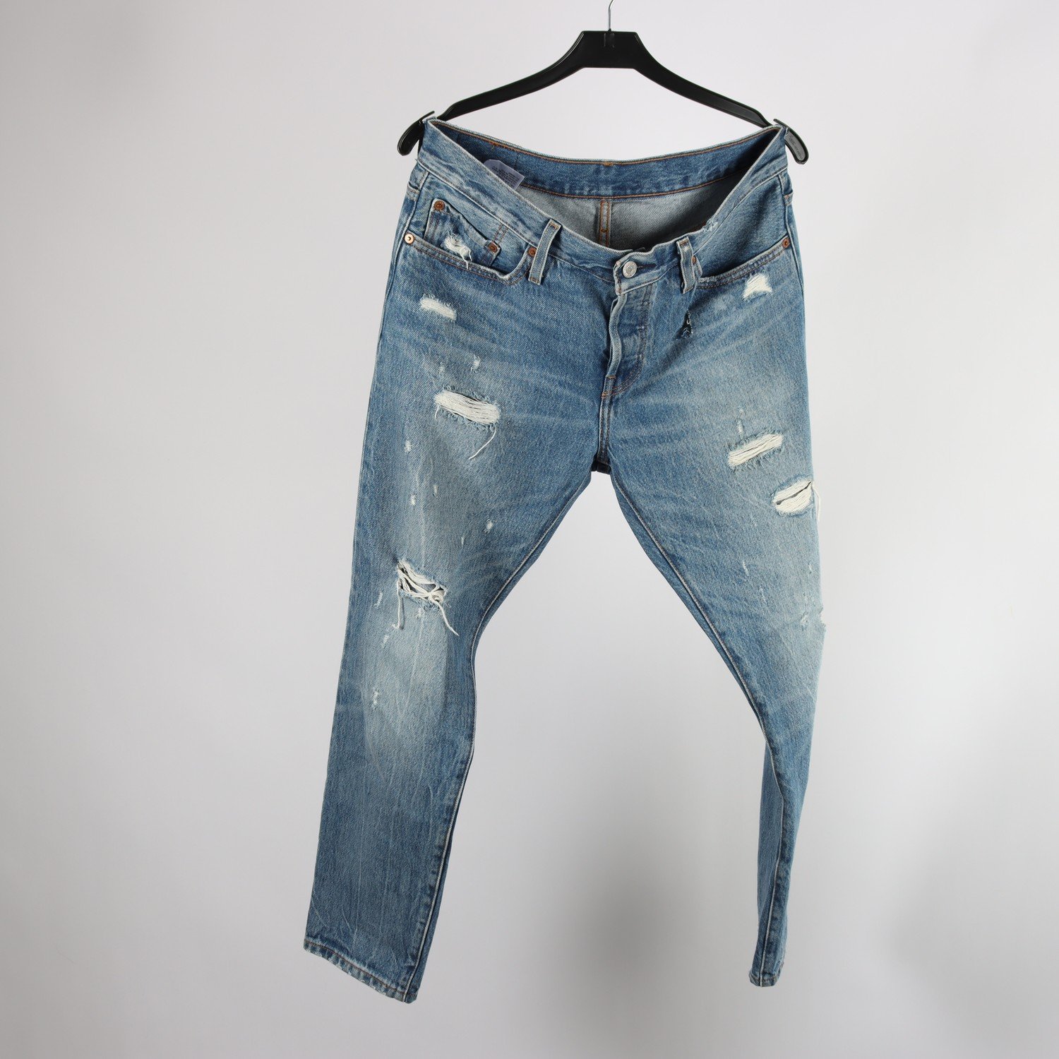 Jeans, Levi Strauss & co, blå, trash detaljer, 501, stl. W27 L32