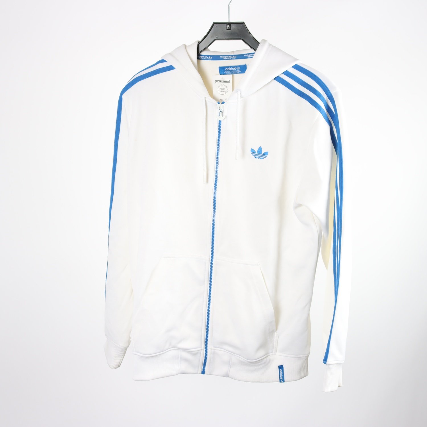 Zip-hoodie, Adidas, vit & blå, stl. M