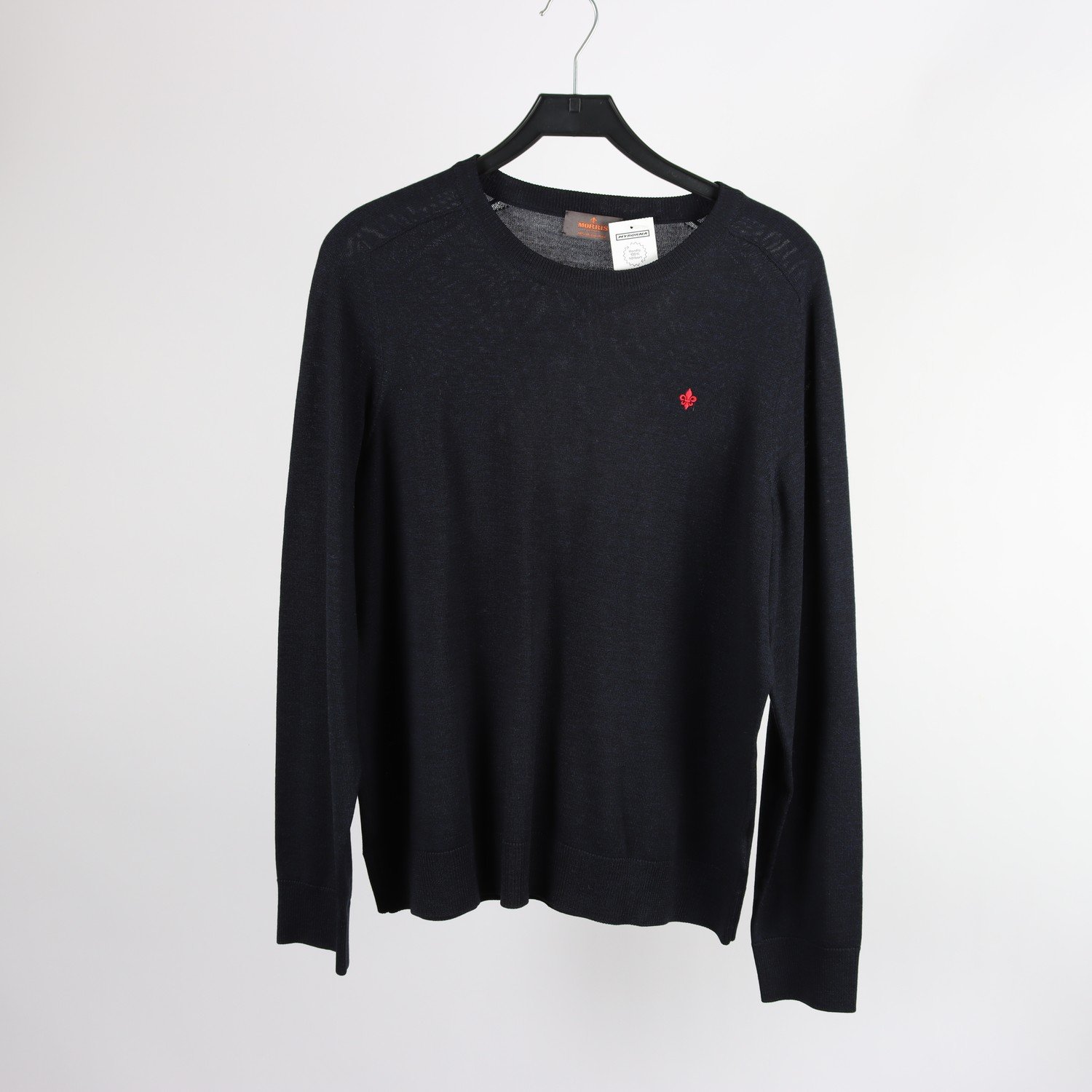 Stickad tröja, Morris, mörkblå, 100% merinoull, stl. L