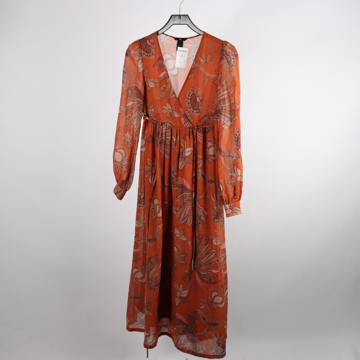 Klänning, H&M, orange, mönstrad, stl. 34