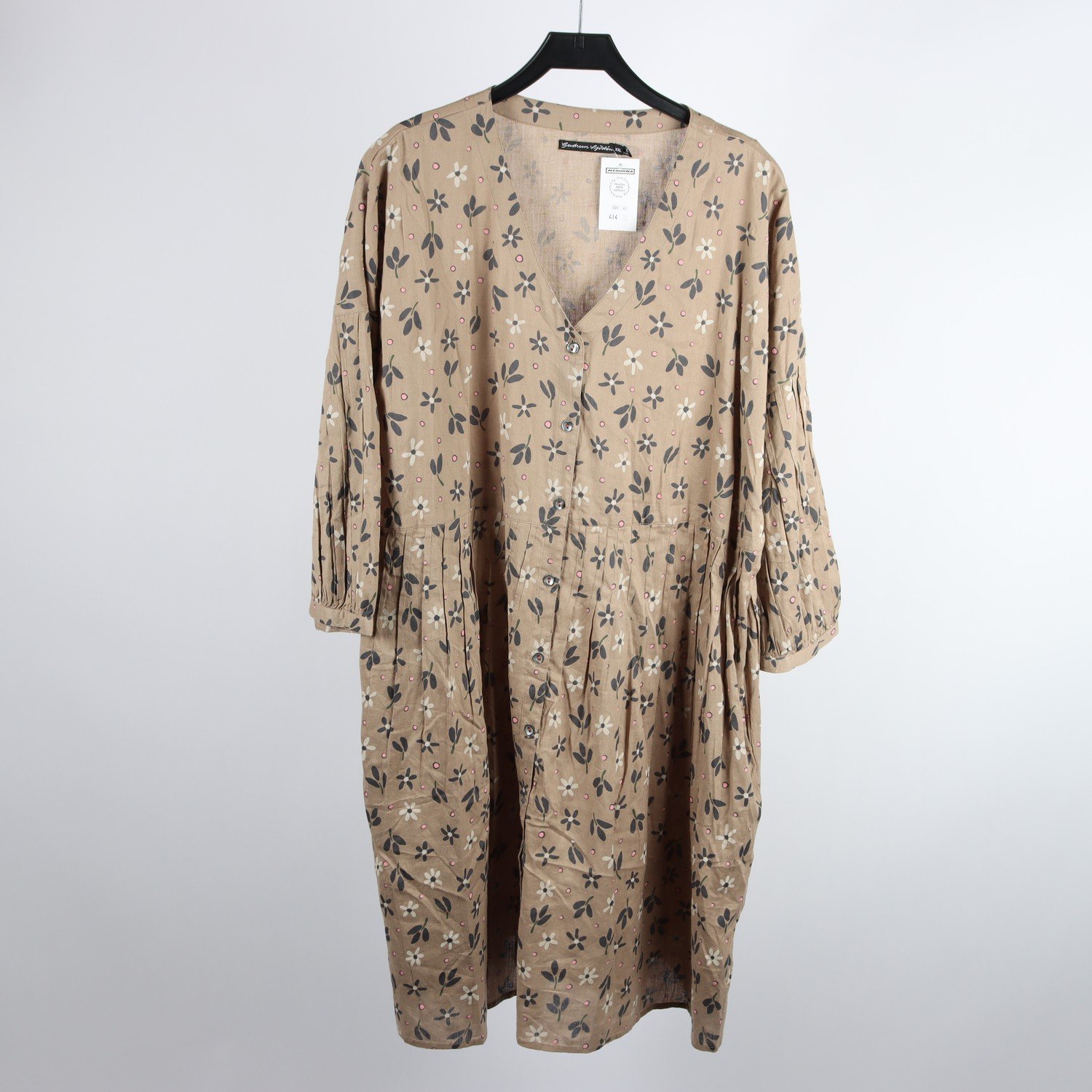 Klänning, Gudrun Sjödén, brun, blommig, 30% ull, stl. XXL