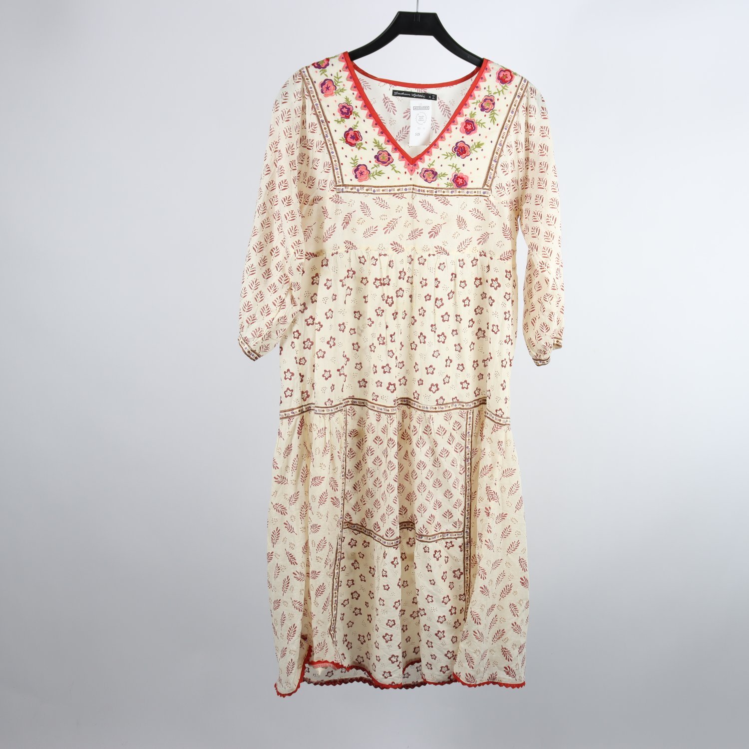 Klänning, Gudrun Sjödén, vit, mönstrad, broderi, 100% bomull, stl. S