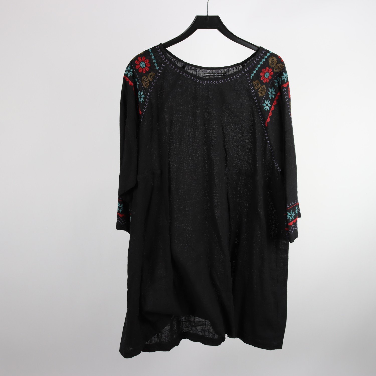 Tunika, Gudrun Sjöden, svart, broderi, 100% bomull, stl. XL