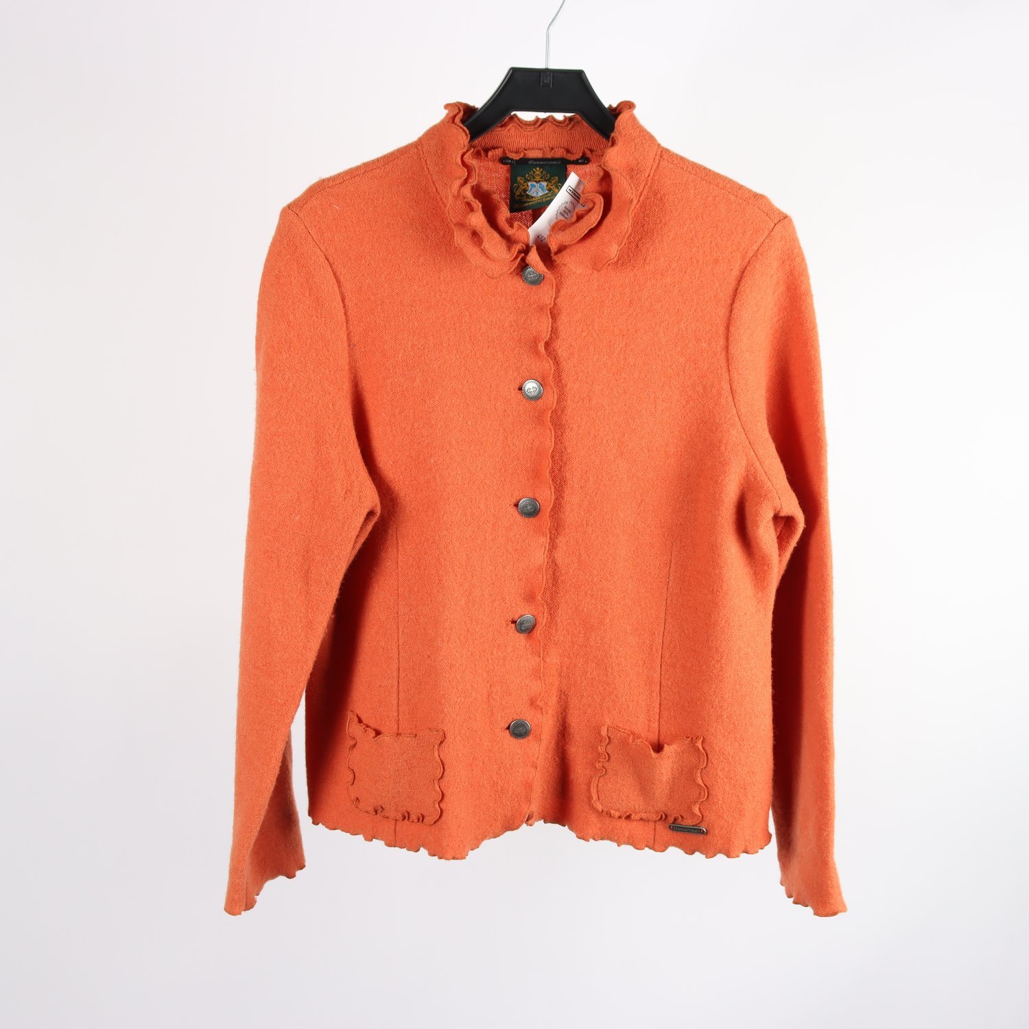 Stickad ullkofta, Hammerschmid, orange, 100% ull, stl. ca M/L