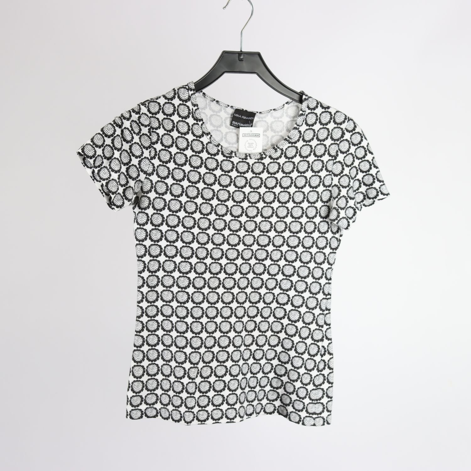 T-shirt, Marimekko, Mika Pirainen, mönstrad, svart/vit, stl. ca XS/S