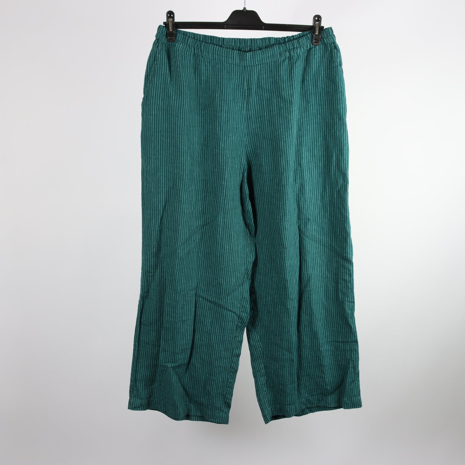 Linnebyxor, Gudrun Sjödén, turkos, randig, 100% linne, stl. XL
