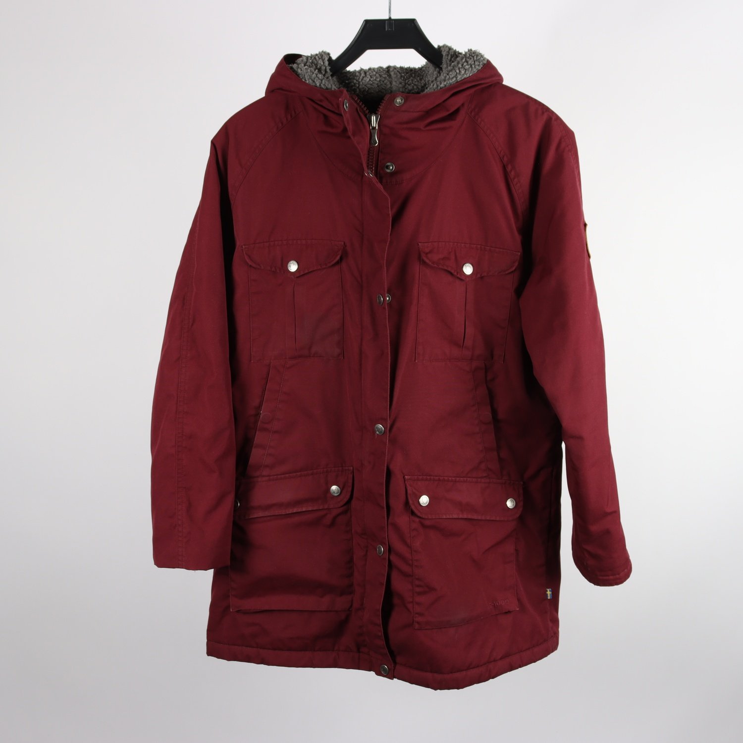 Jacka, Fjällräven, Greenland parka, vinröd, varmfodrad, stl. M