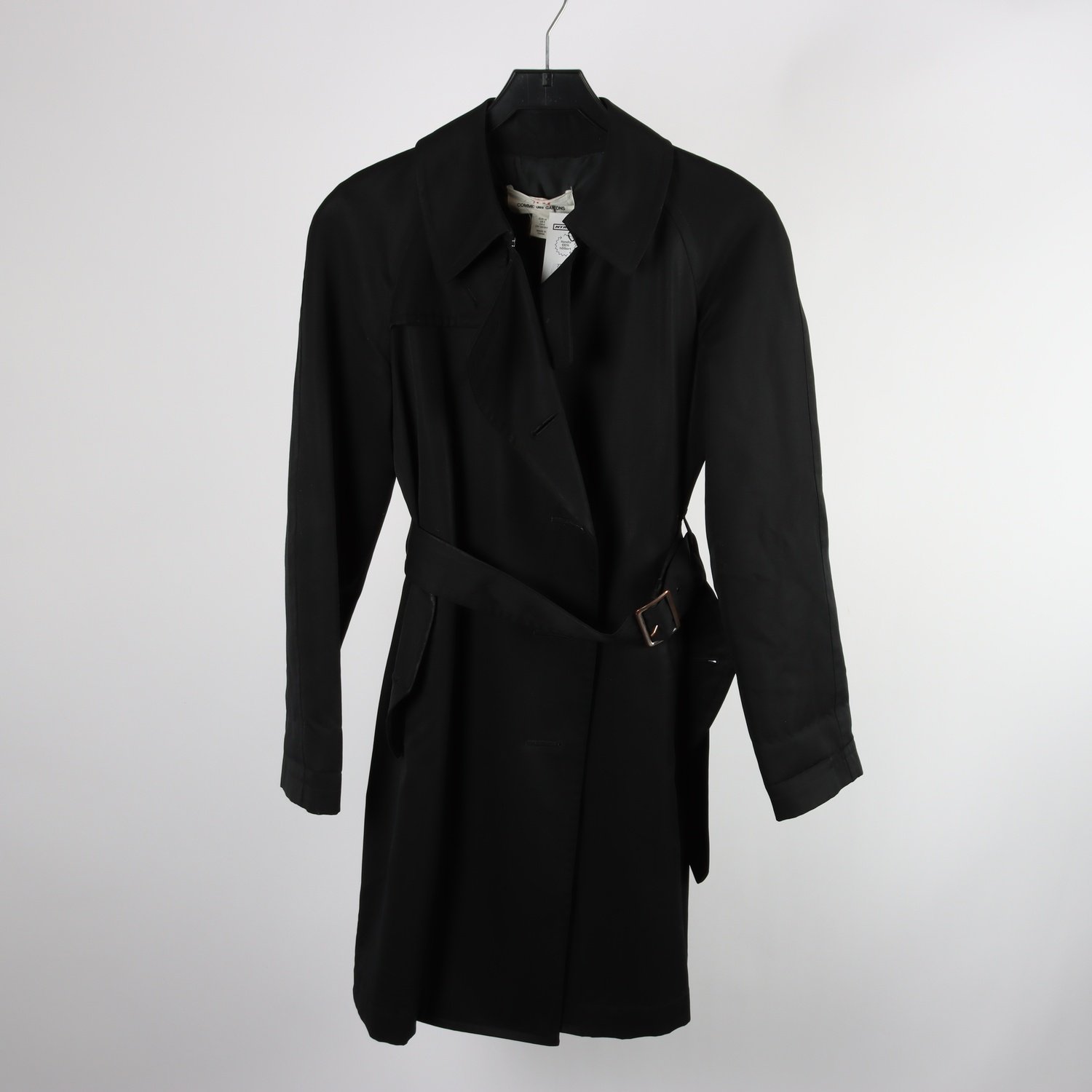 Trenchcoat, H&M x Comme des Garçons, svart, 100% ull, stl. 36