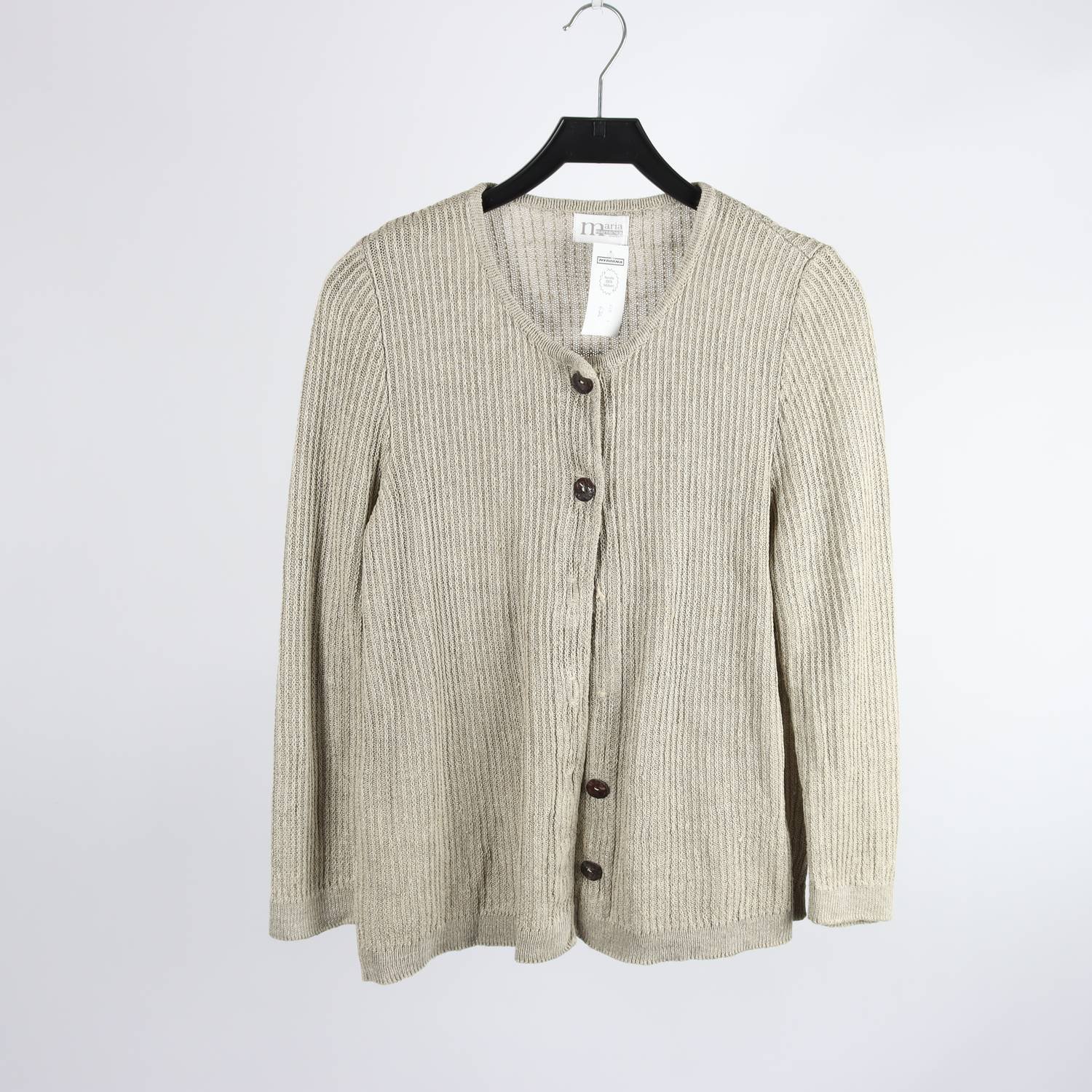Stickad kofta, Maria Maruschka, beige, 100% lin, stl. ca. XS.
