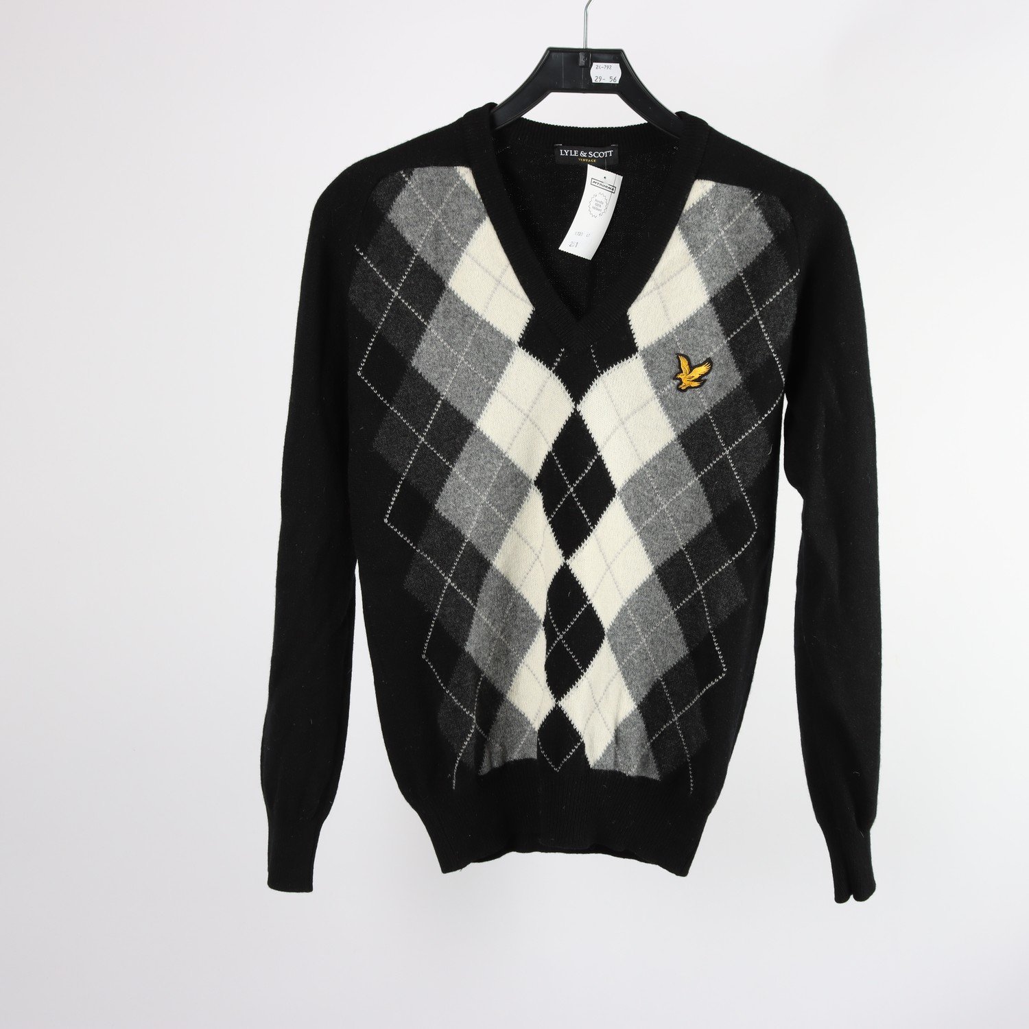 Ulltröja, Lyle & Scott, svart, vit, grå, mönstrad, stl. S