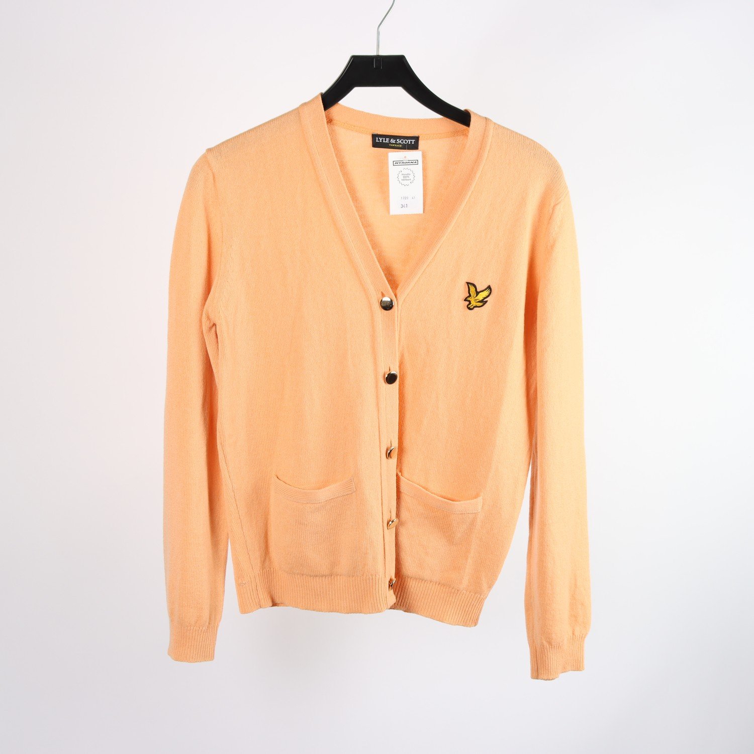 Stickad kofta, Lyle & Scott, aprikos, stl. L