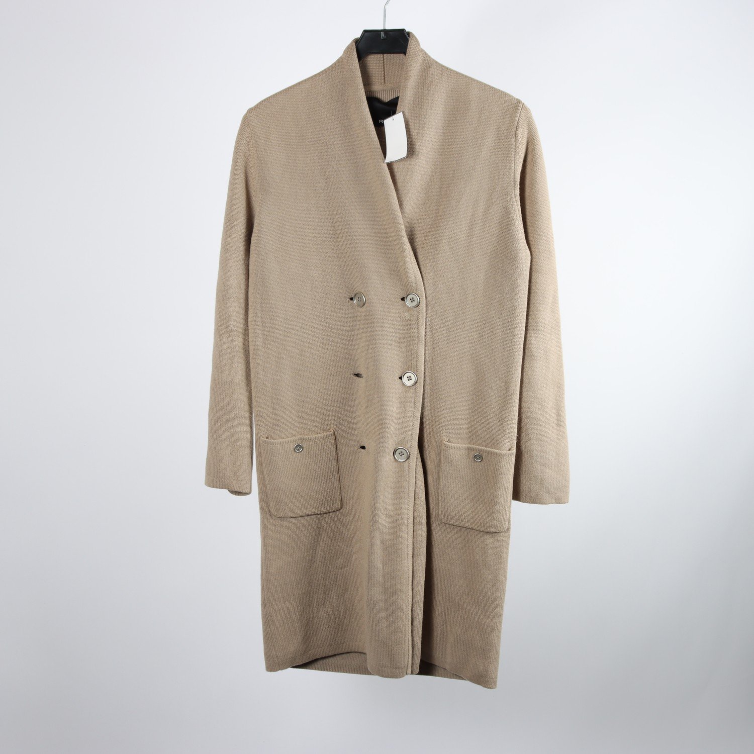 Stickad lång kofta, Rodebjer, beige, 100% bomull, stl. S
