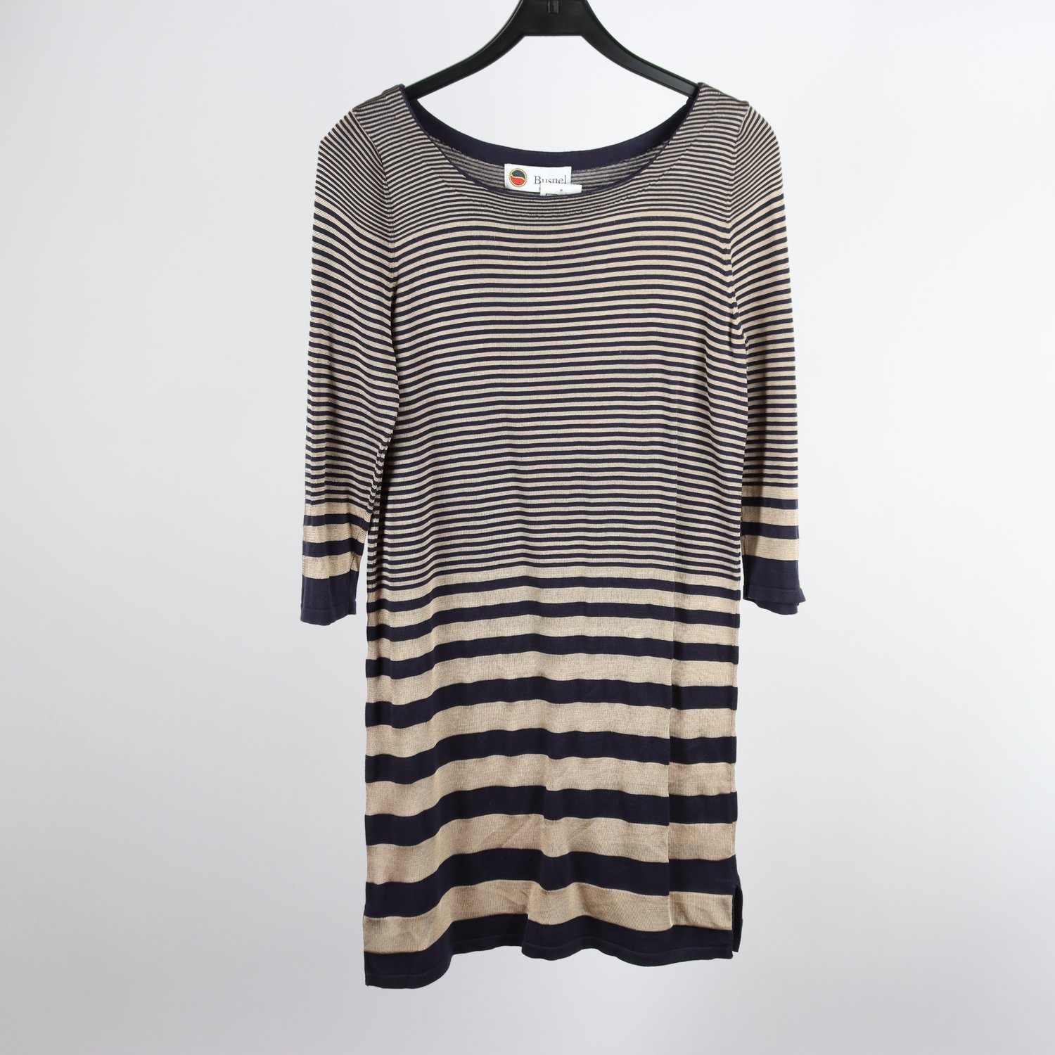 Klänning, Busnell, blå, beige, randig, stl. 44