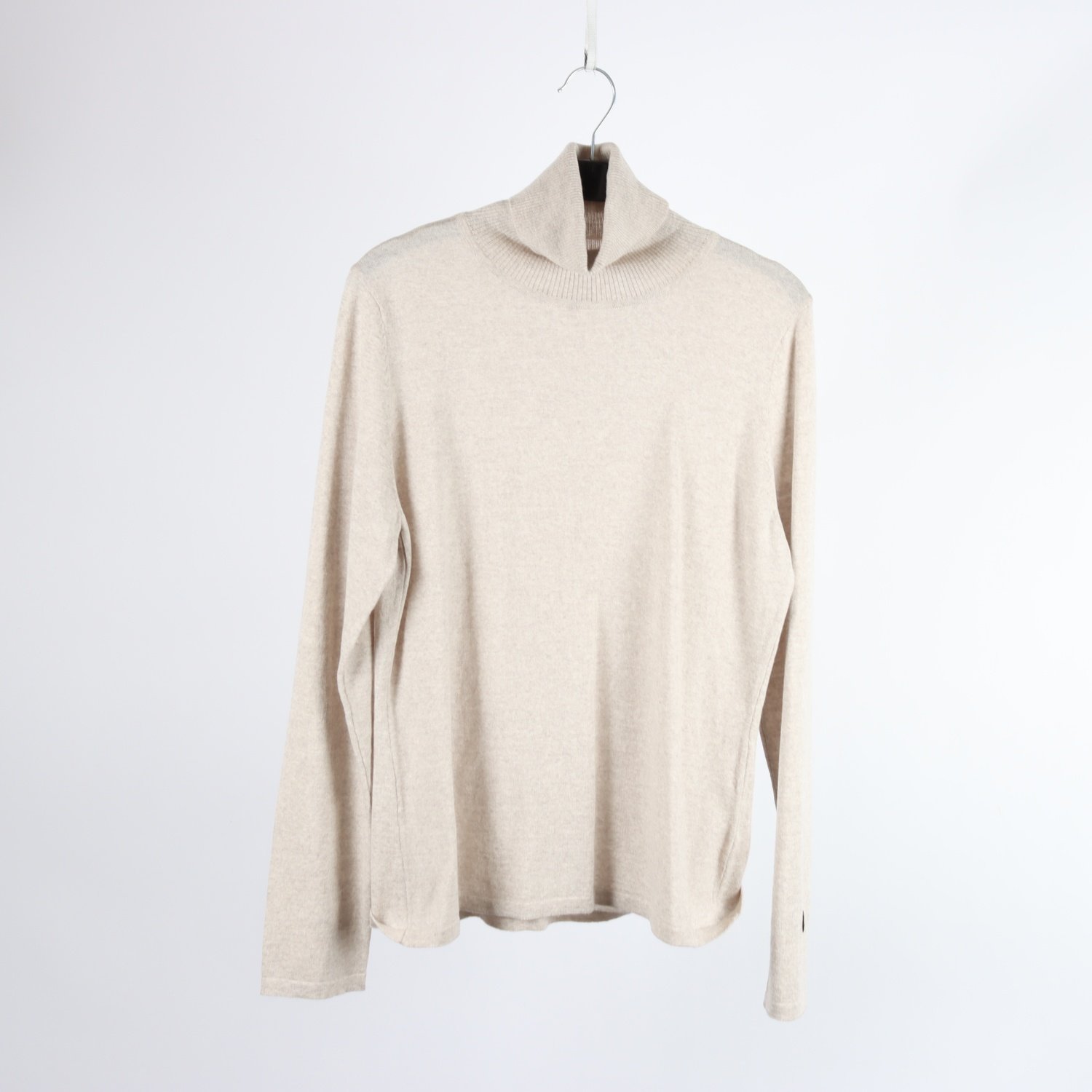 Stickad polotröja, Busnel, beige, 100% merinoull. stl. 42