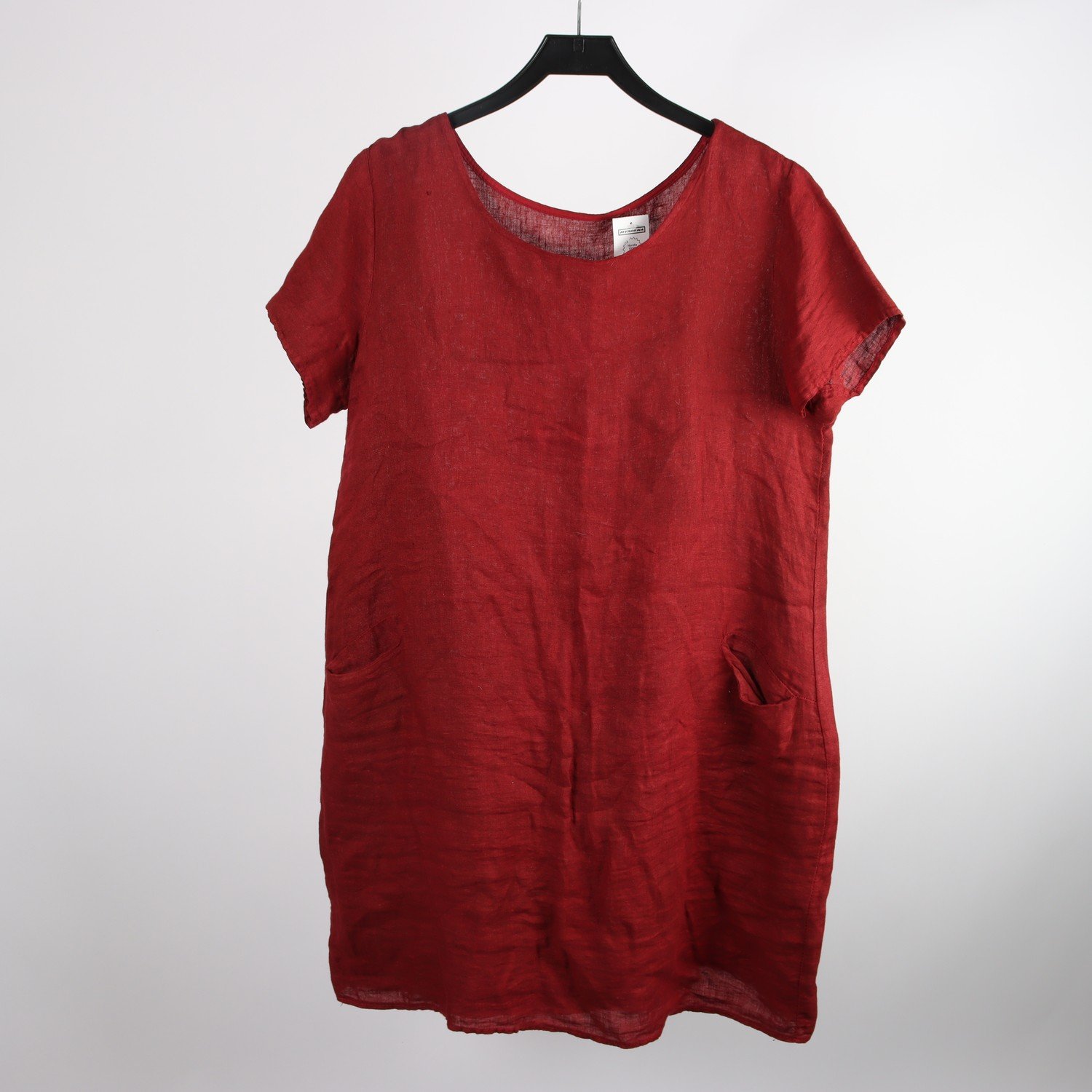 Klänning, Made in Italy, vinröd, 100% lin, stl. ca. M