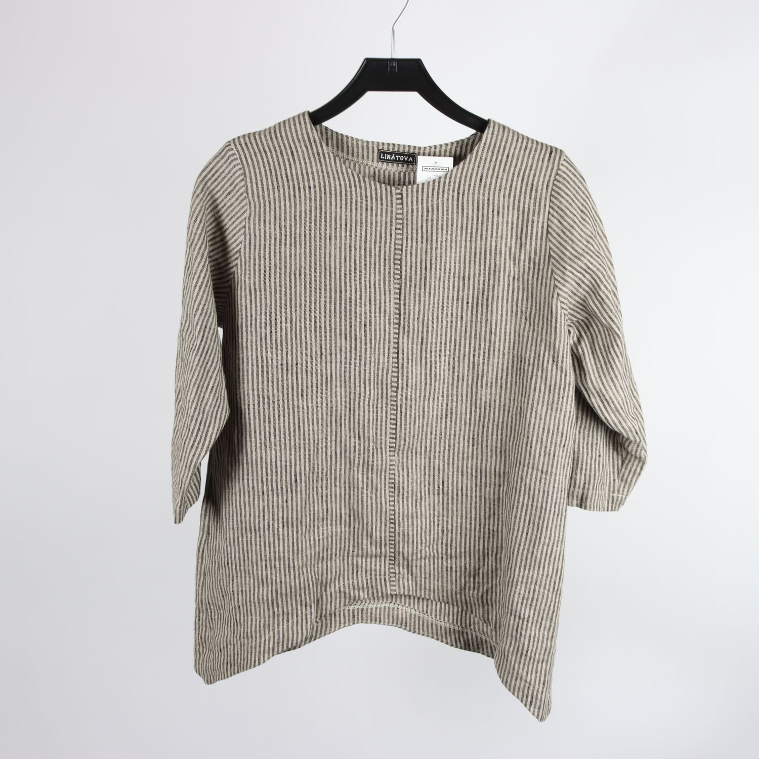 Blus, Lin Å Tova, beige, grå, 100% lin, stl. ca. S