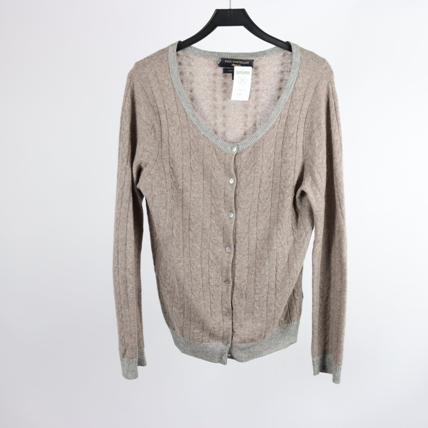Stickad kashmirkofta, grå, beige, Paul Costelloe, stl. XL
