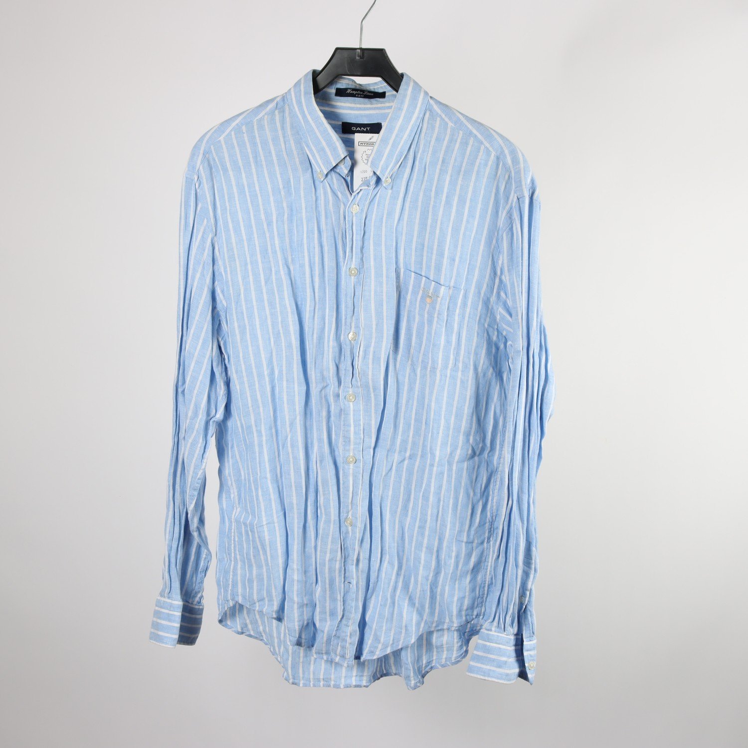 Linneskjorta, Gant, blå, vit, randig, stl. XL