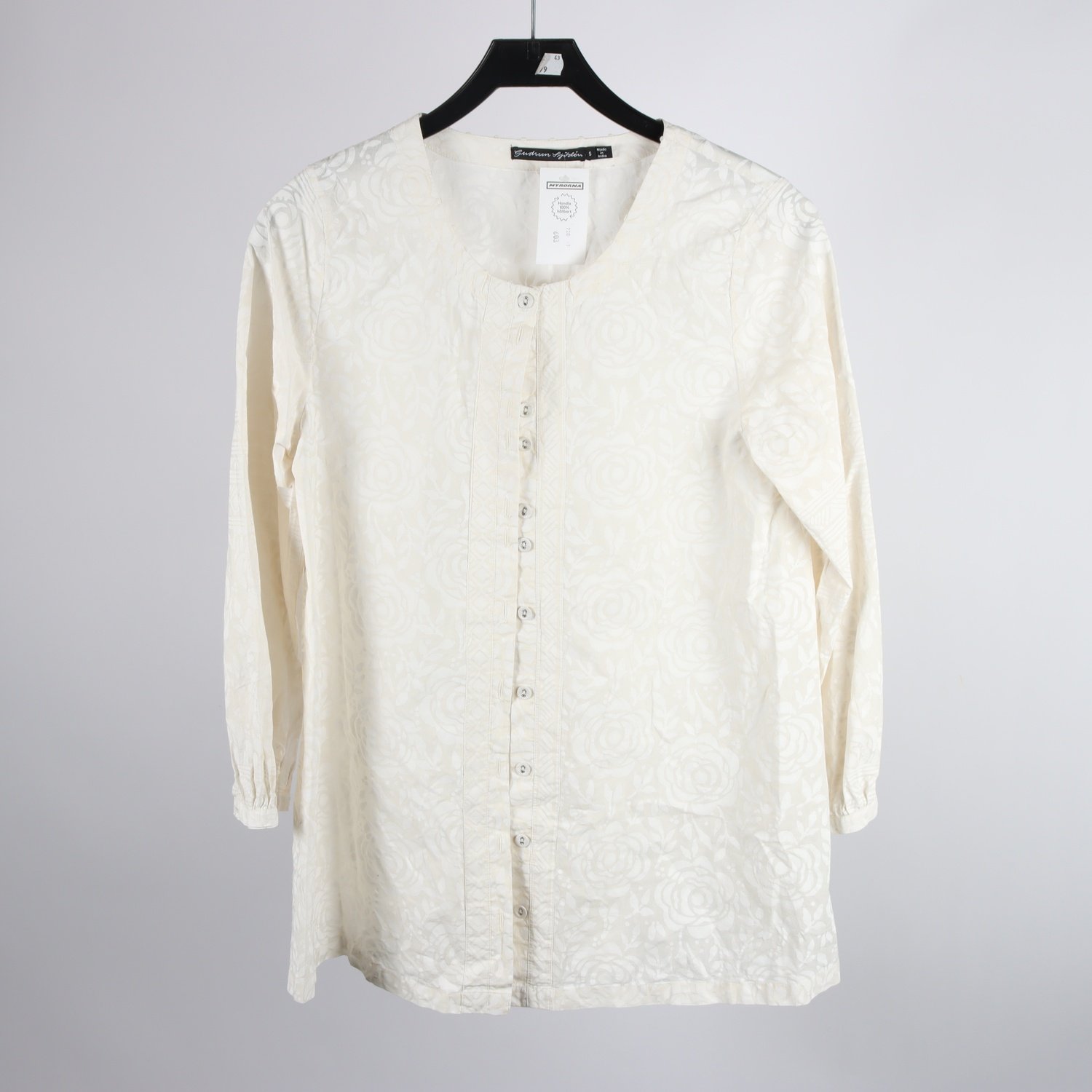 Blus, Gudrun Sjödén, vit, blommig, stl. S.